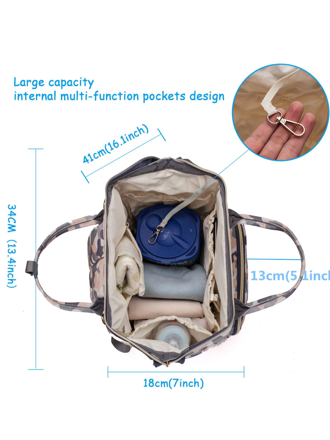 Atsabdas diaper bag back anti-theft pocket keeps valuables secure