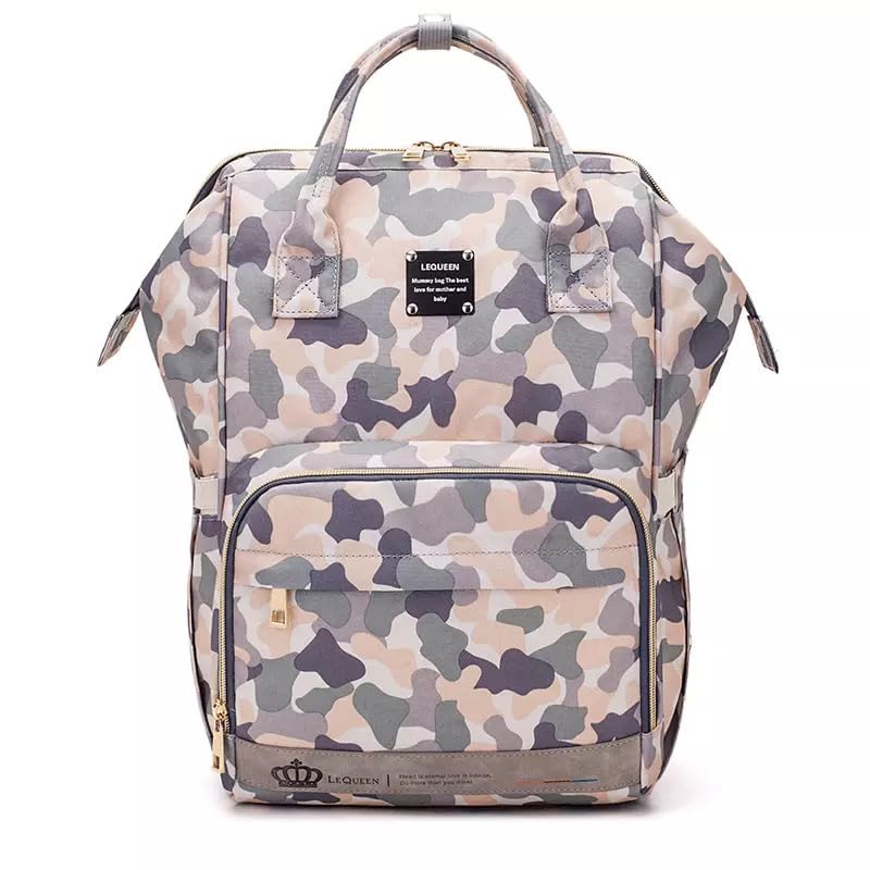 Atsabdas diaper bag backpack camo front view showing roomy main compartment
