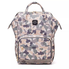 Atsabdas diaper bag backpack camo front view showing roomy main compartment