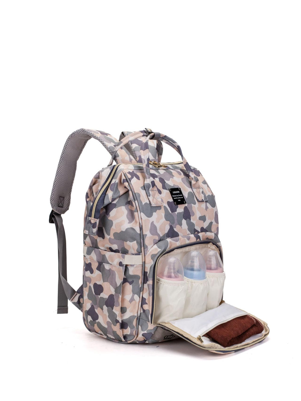Atsabdas diaper bag includes stroller straps for hands-free outings
