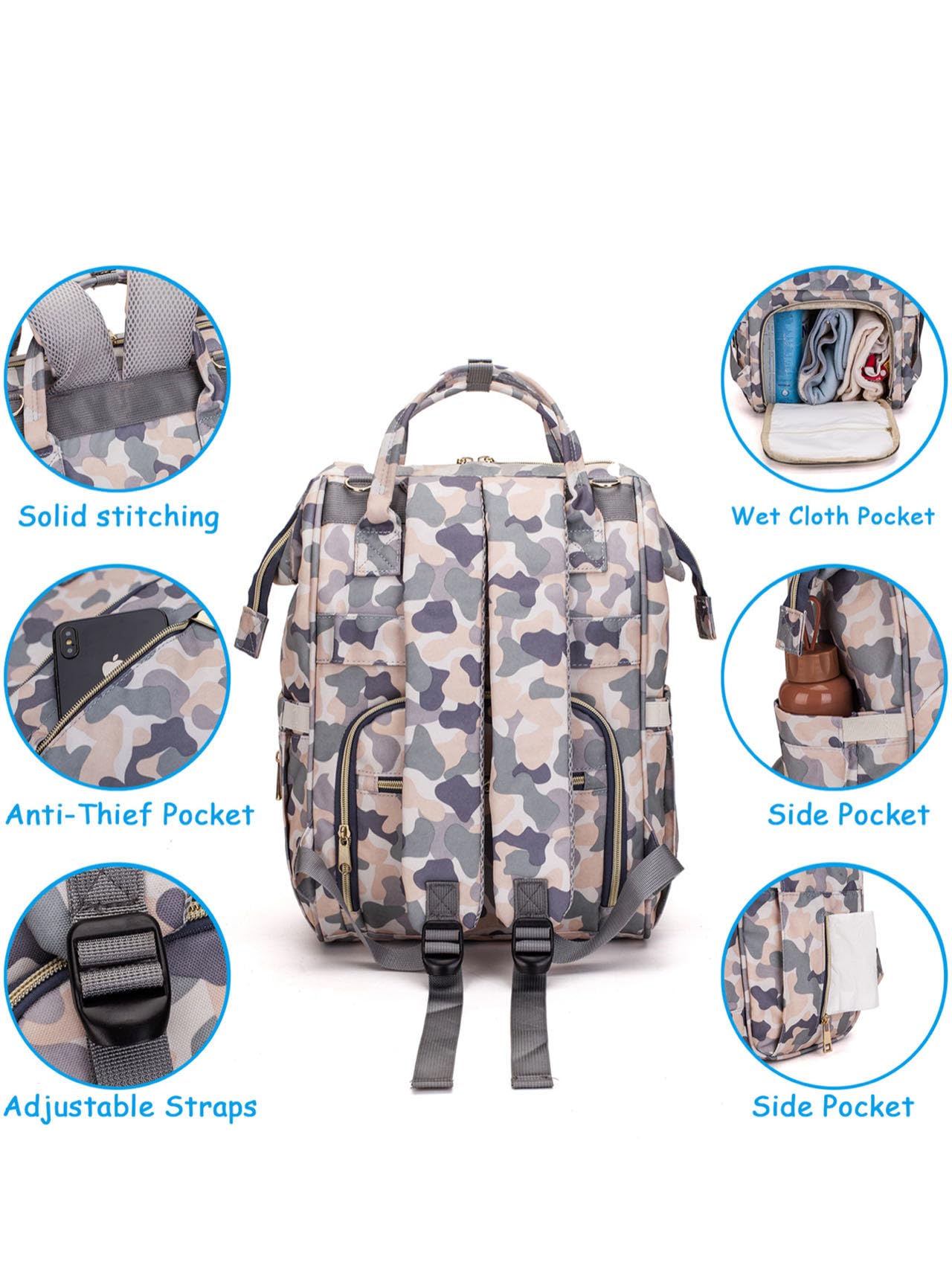 Atsabdas camo backpack highlights waterproof fabric and lightweight feel