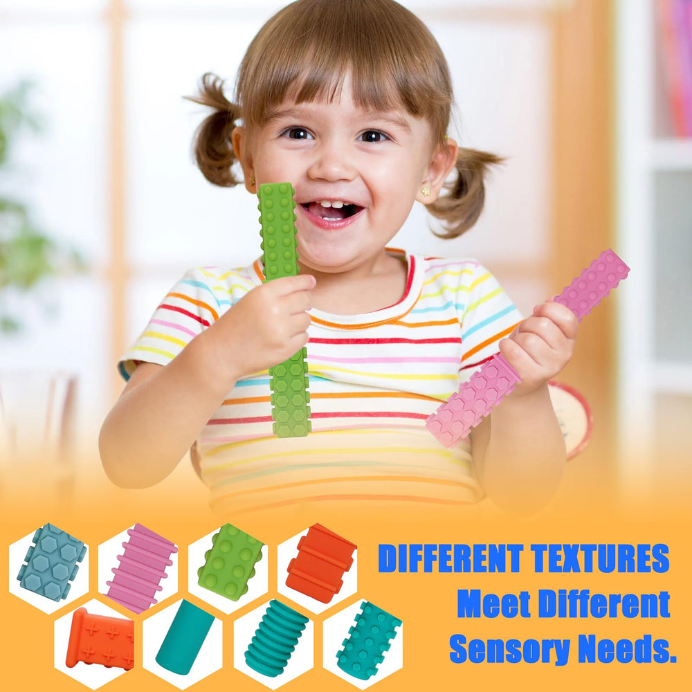 Atsky teething tubes used by a child at school to soothe.
