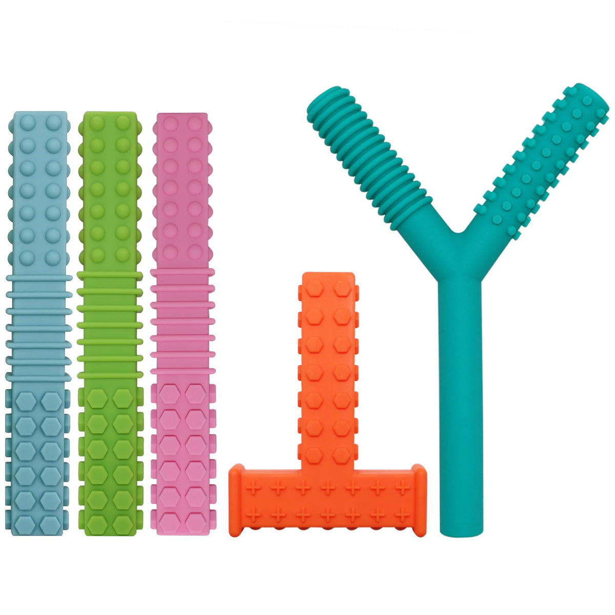 Atsky teething tubes five-pack ready for safe chewing.