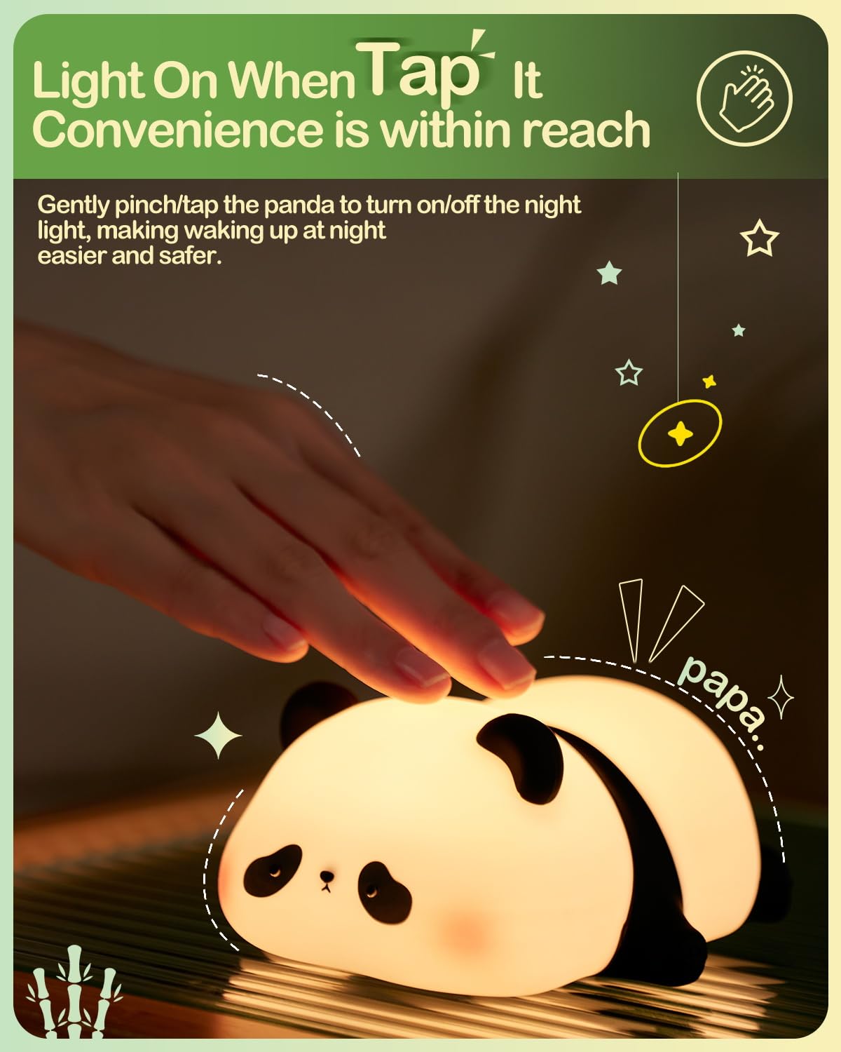 ATSUI Panda Night Light Dimmable offers 3 brightness levels for night-time tasks