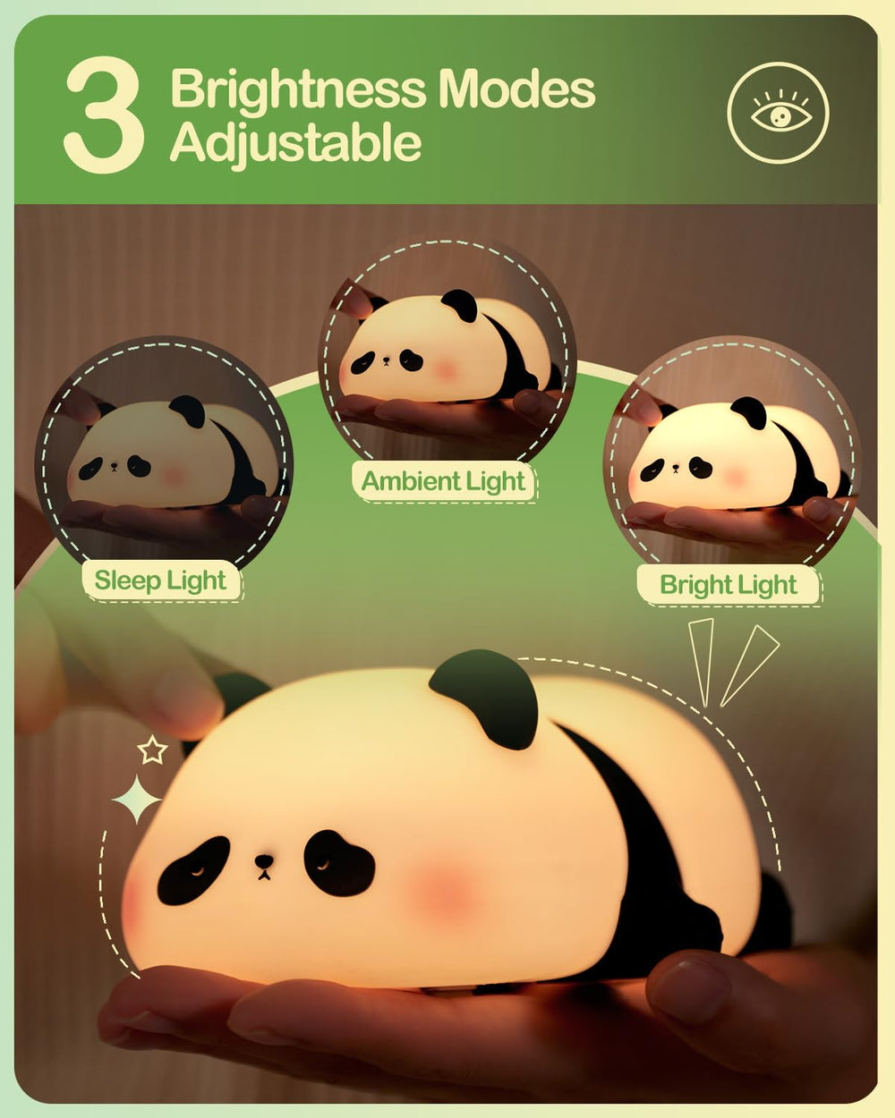 ATSUI Cute Panda Night Light Soft Light delivers gentle illumination for peaceful sleep
