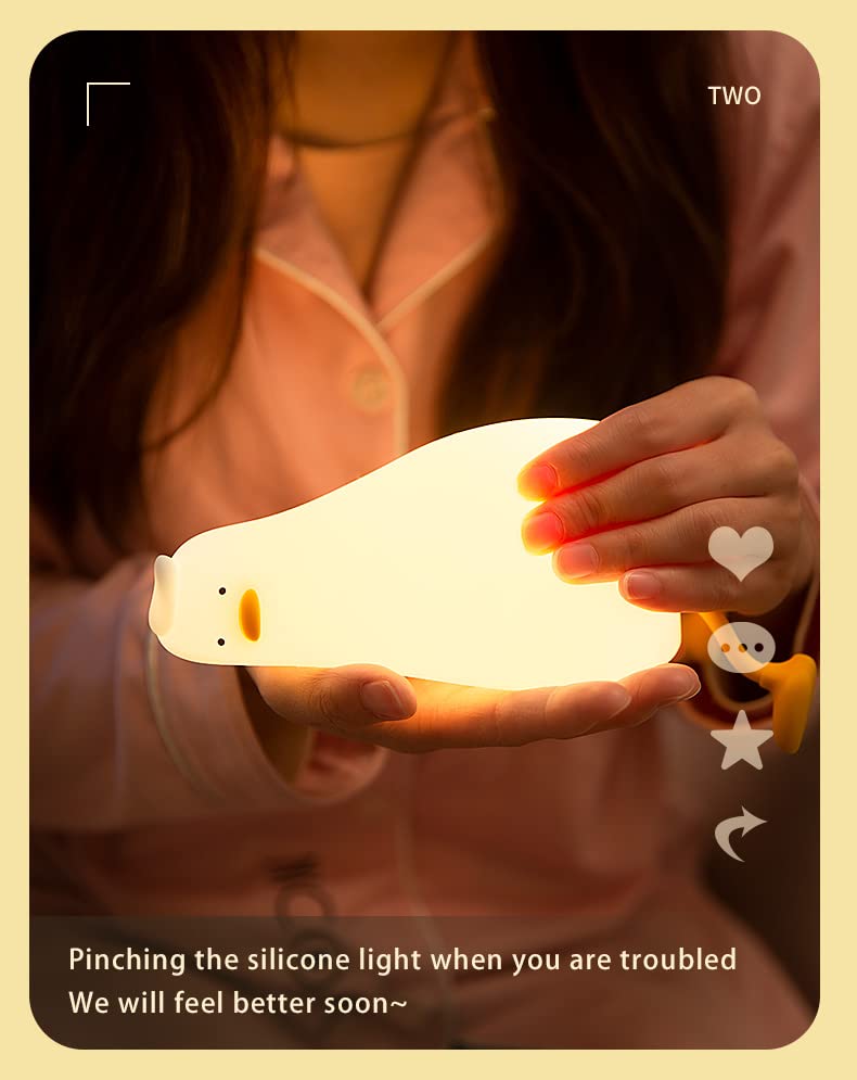 ATSUI Duck Night Light rechargeable battery lasts up to seven hours for portable use.