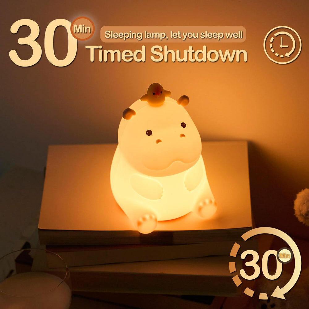 ATSUI Hippo Night Light touch-control top for easy on/off.