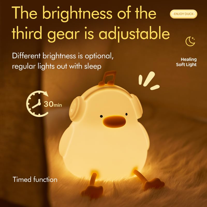 ATSUI Night Light duck side view showing portable kneadable silicone for travel-friendly use.