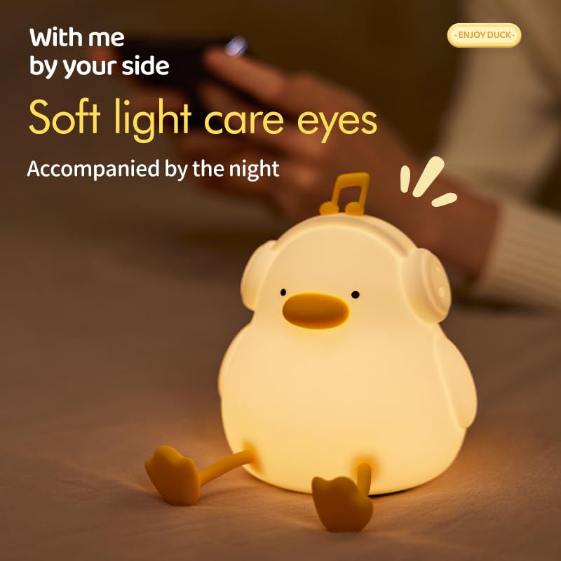 ATSUI Night Light duck top view showing touch activation for quick on/off at night.
