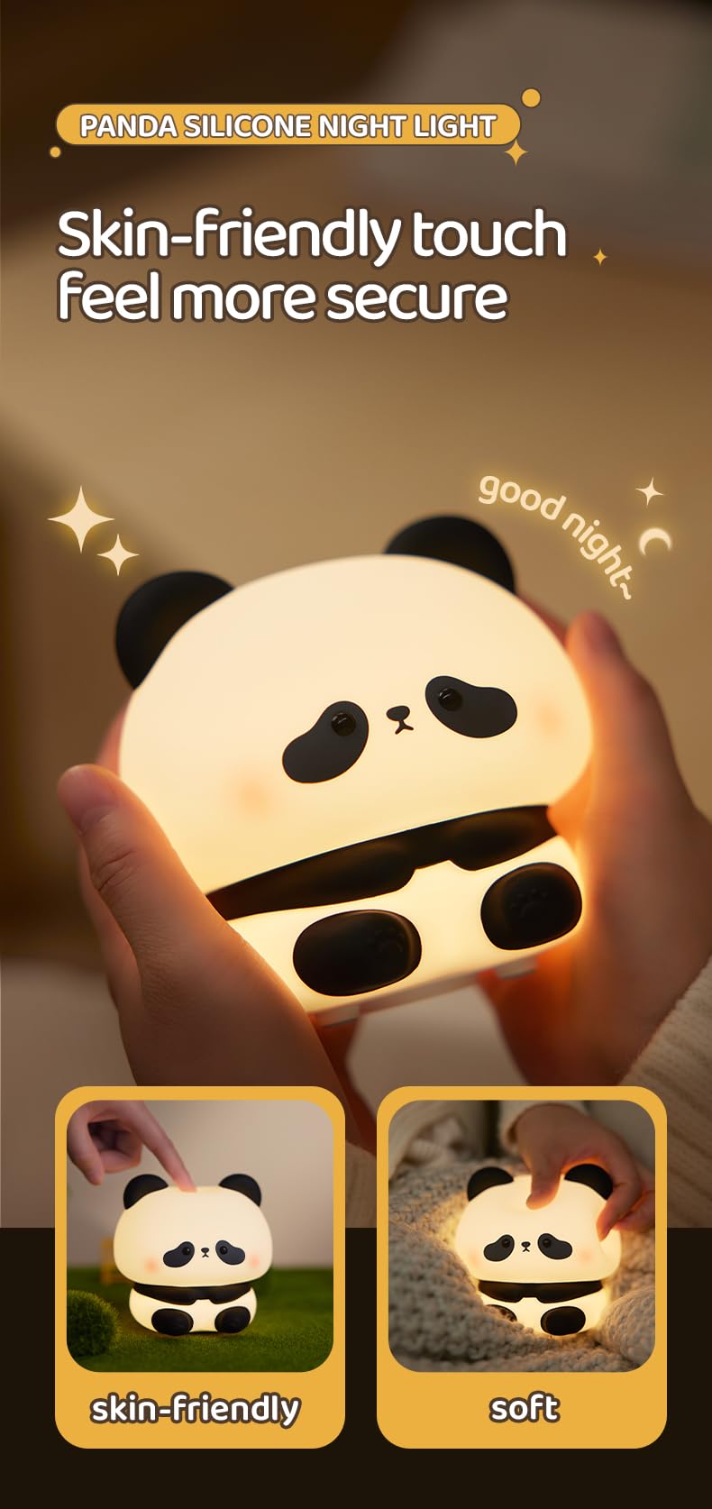 ATSUI Panda Night Light touch-control switch for easy night checks