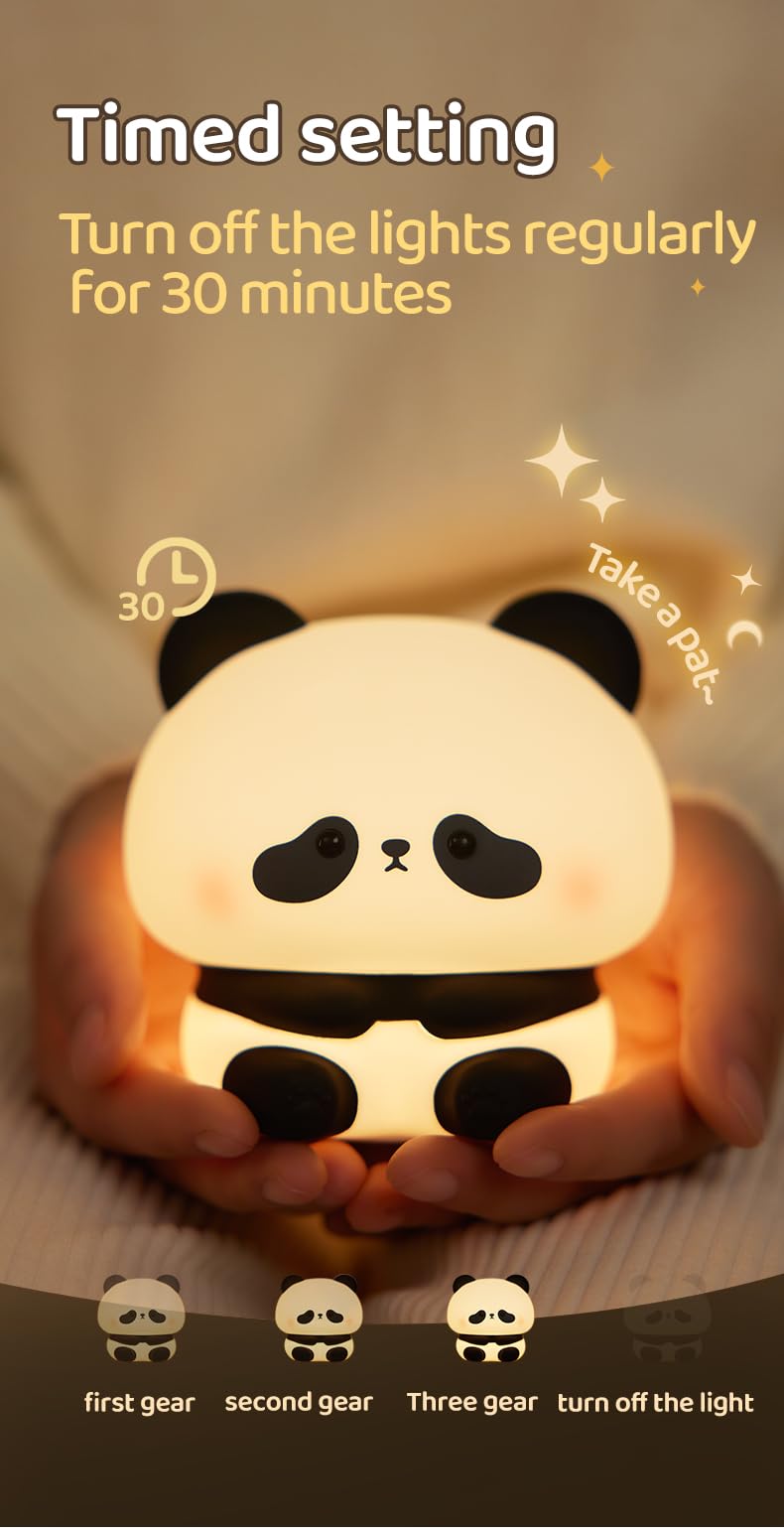 ATSUI Panda Night Light USB-C charging with 1200mAh battery
