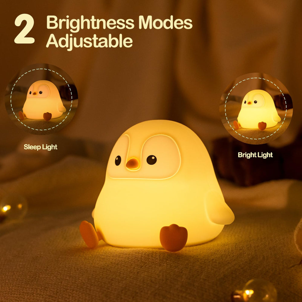 ATSUI Penguin Night Light lit-up creates a cozy bedtime ambiance.