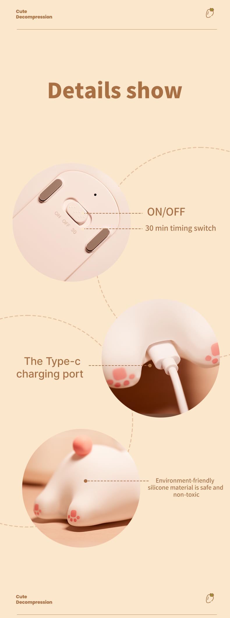 ATSUI Rabbit Night Light kneadable silicone for stress-relief and sensory play.