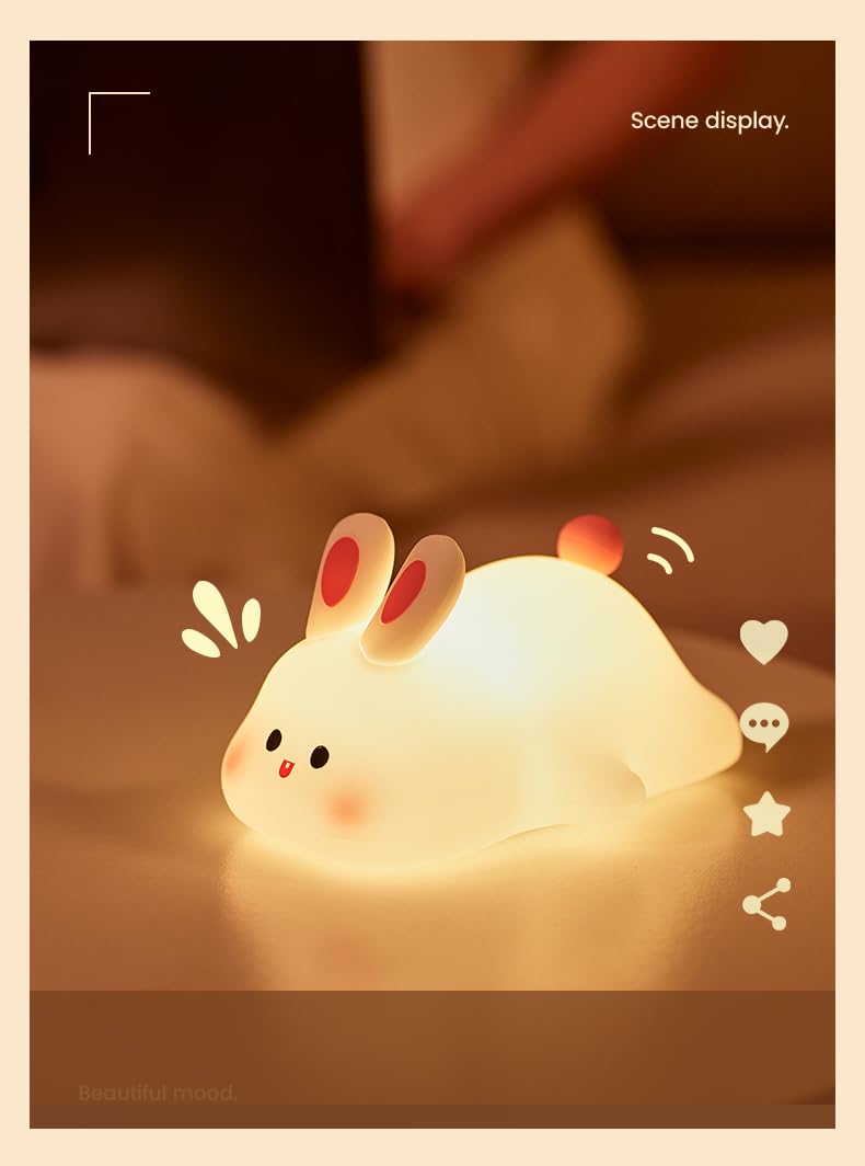 ATSUI Rabbit Night Light provides a friendly glow for kids' rooms.