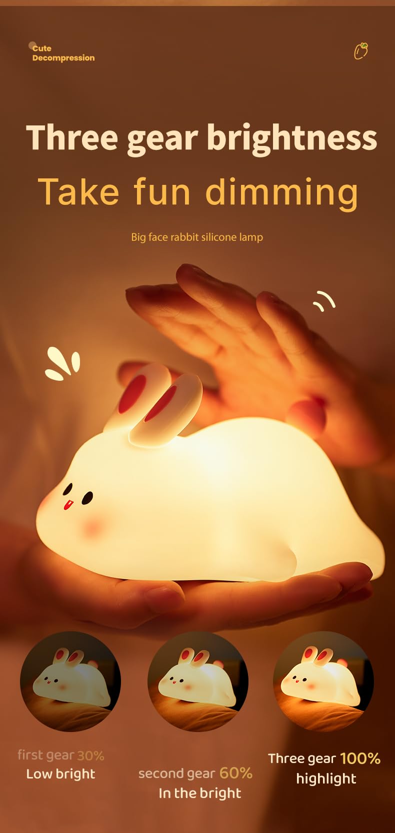 ATSUI Rabbit Night Light demonstrates touch control and easy on/off for nightly rituals.
