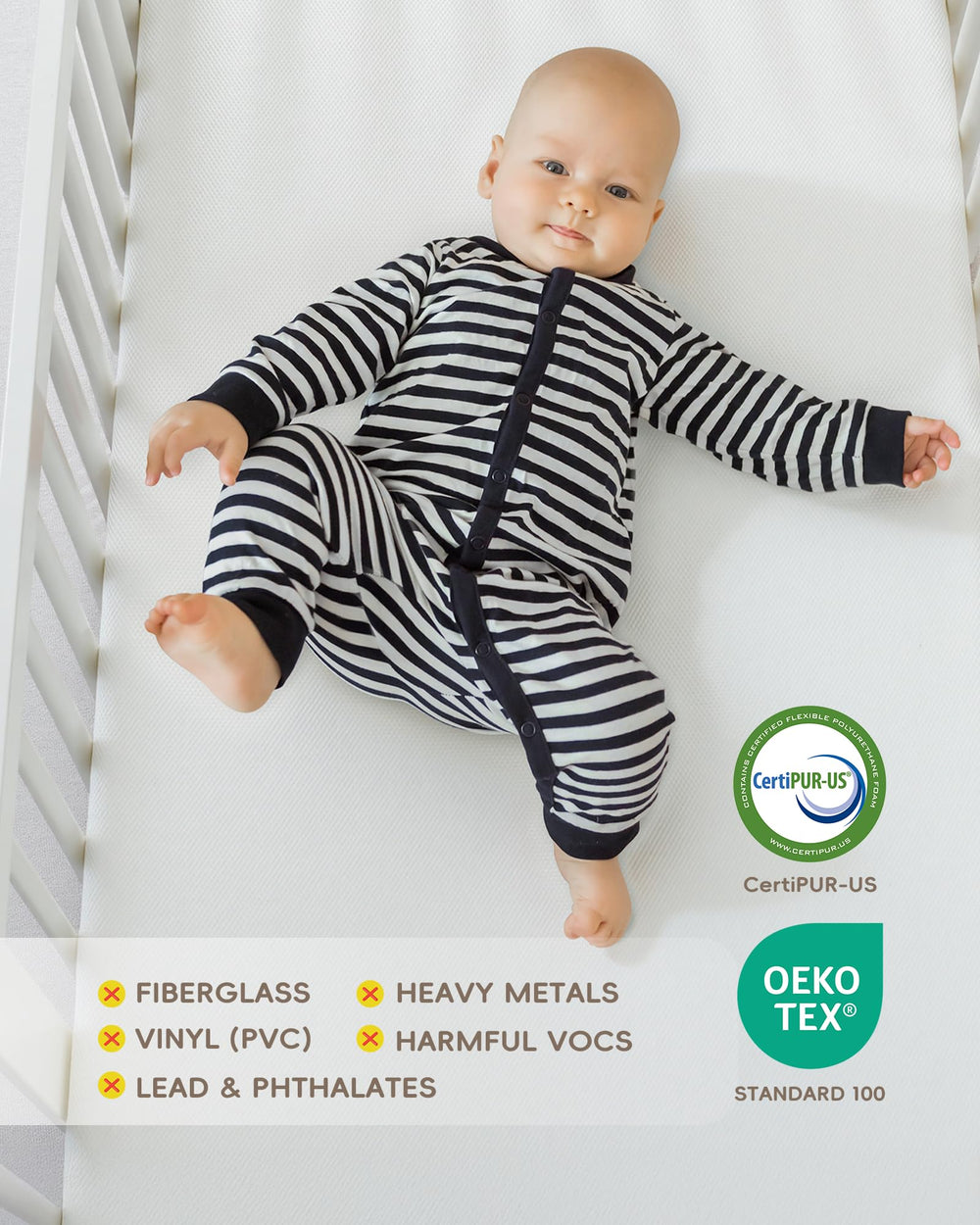 ATTABABY full-size fit close-up showing snug compatibility with crib and toddler bed.
