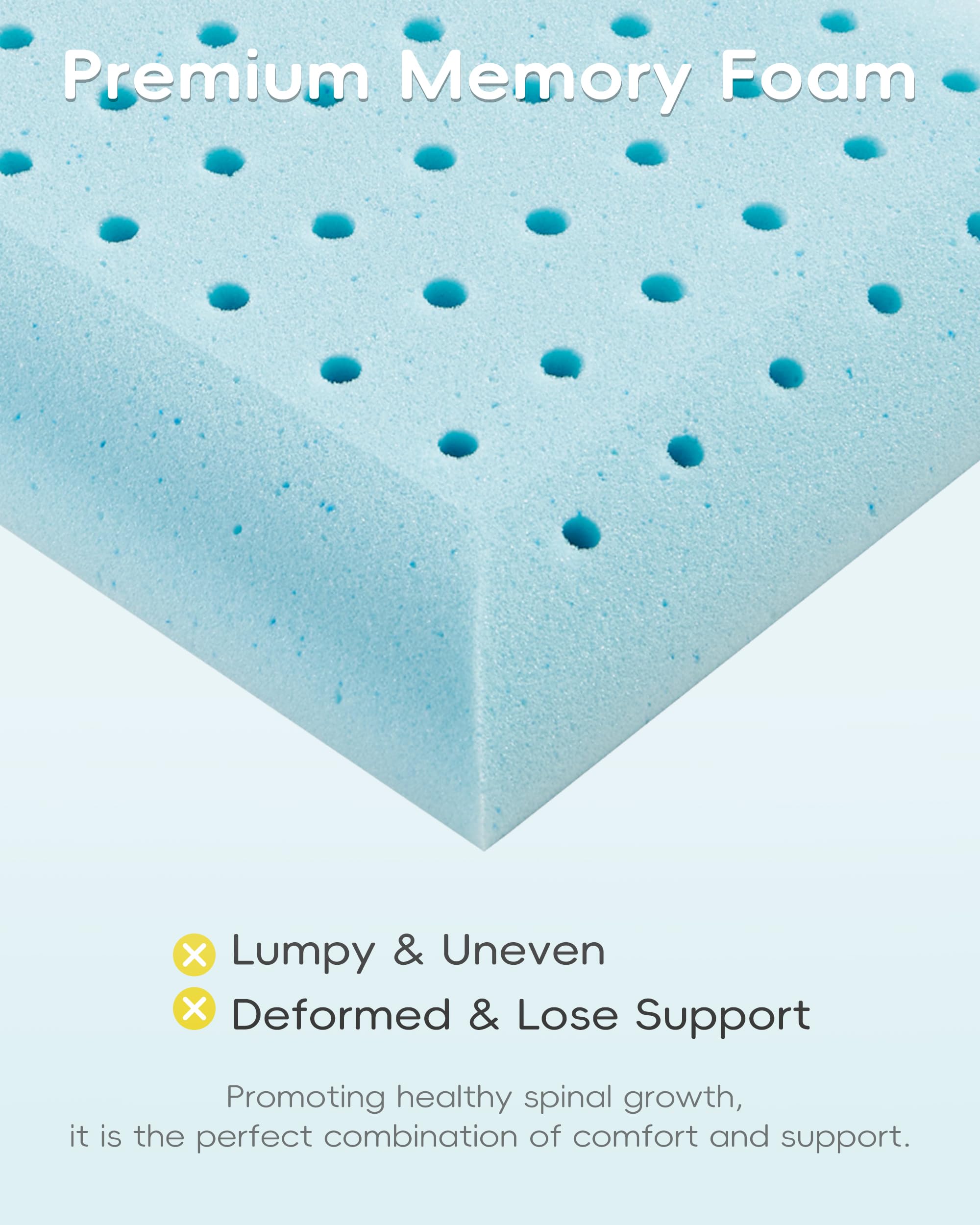 ATTABABY breathable pillow showing ventilation holes keeps sleepers cooler.