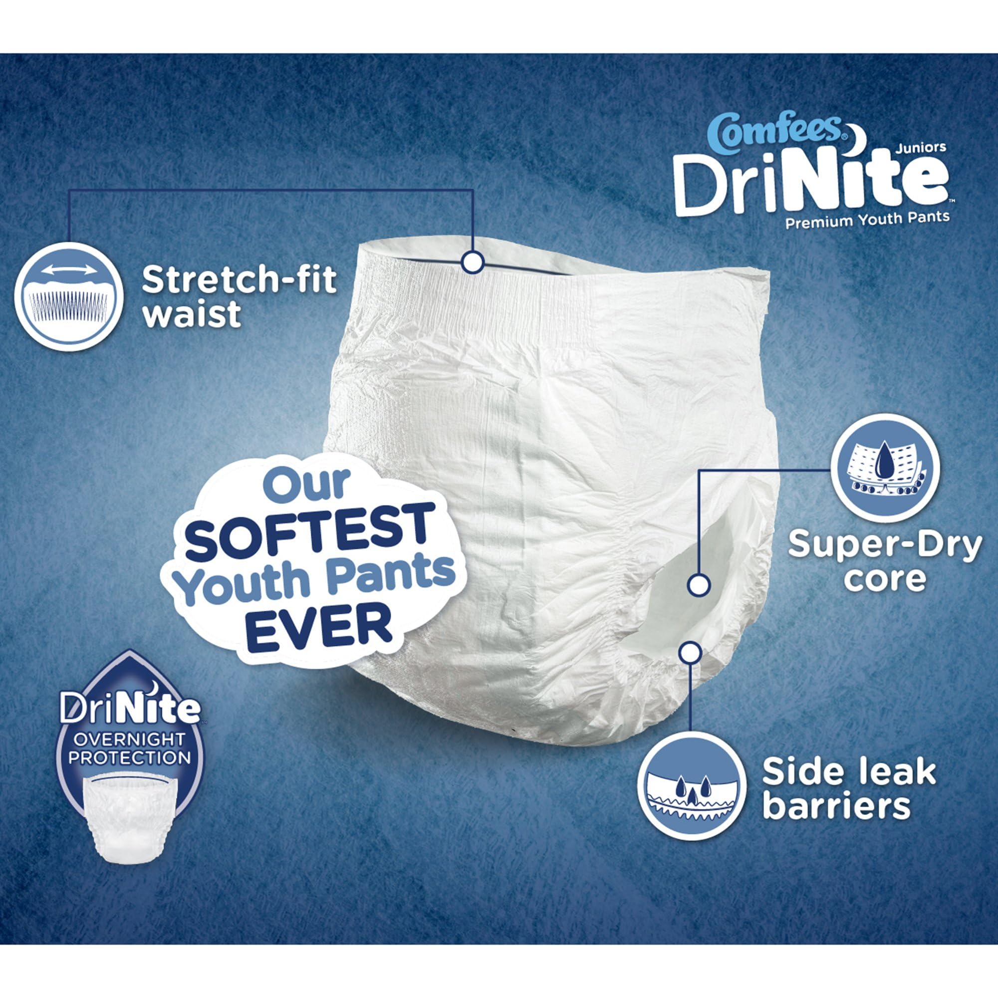 Attends DriNite Juniors 17-count bag highlights value and portability.