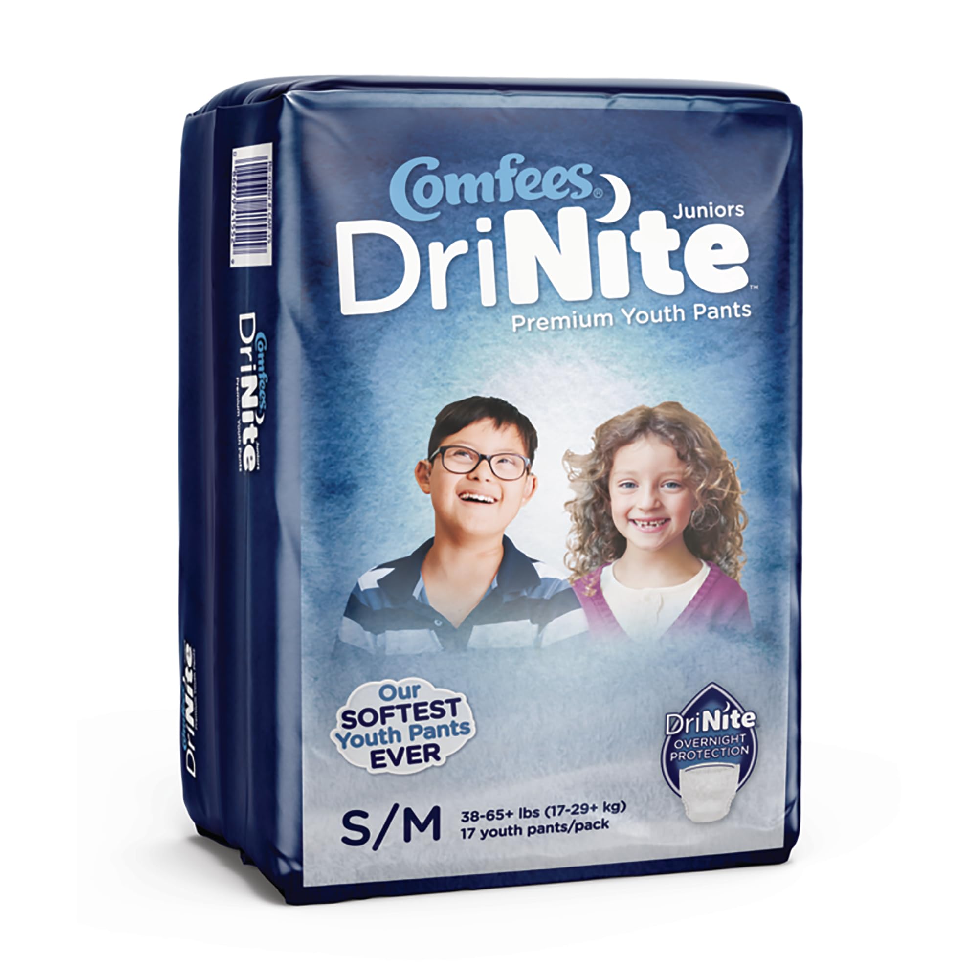 Attends DriNite Juniors Super-Dry Core absorbs moisture for day-long comfort.