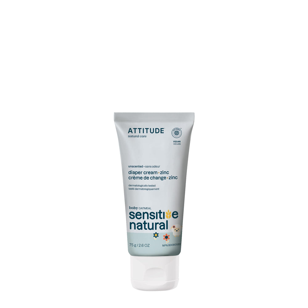 ATTITUDE Diaper Cream barrier bottle pour demonstrates a waterproof barrier protecting sensitive skin.