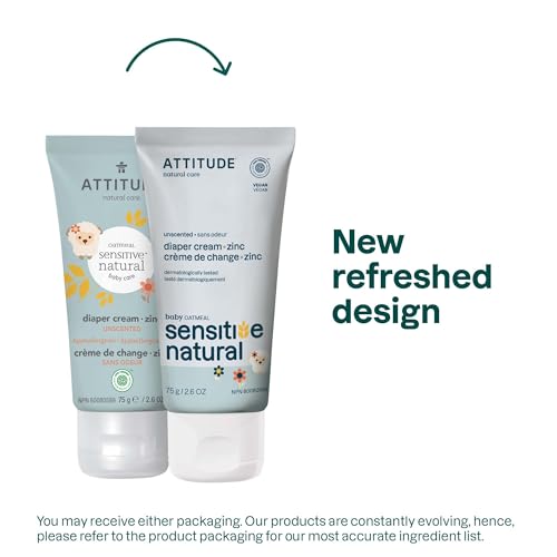 ATTITUDE Diaper Cream zinc oxide close-up highlights a physical barrier against moisture.