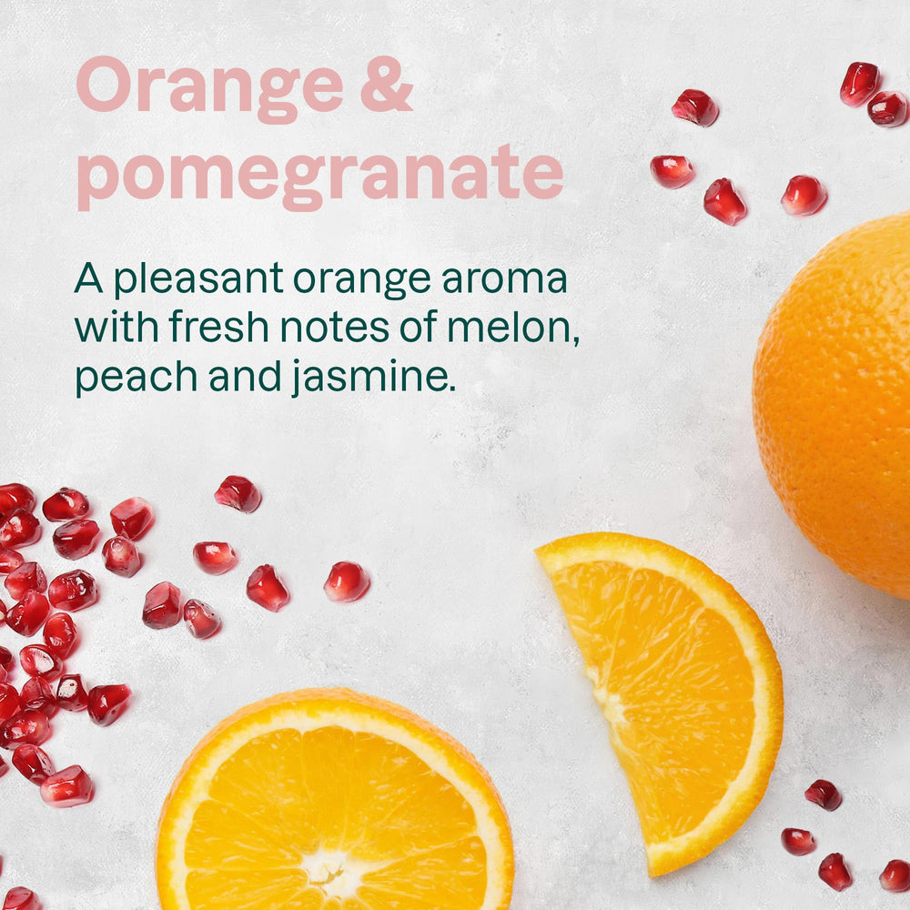 ATTITUDE orange pomegranate fragrance bottle captures vibrant bath-time scent