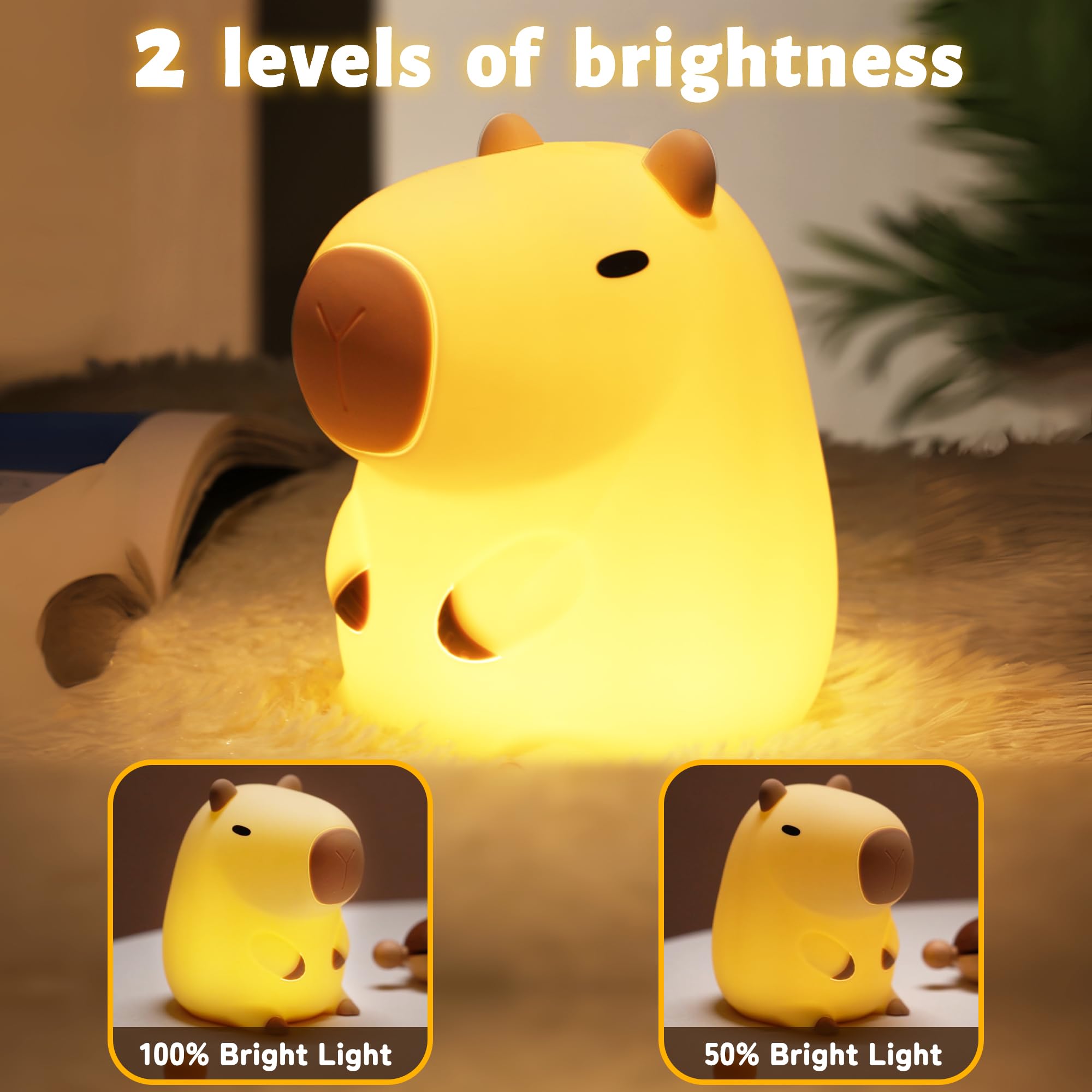 Attivolife Capybara night light side view provides gentle illumination at bedtime.