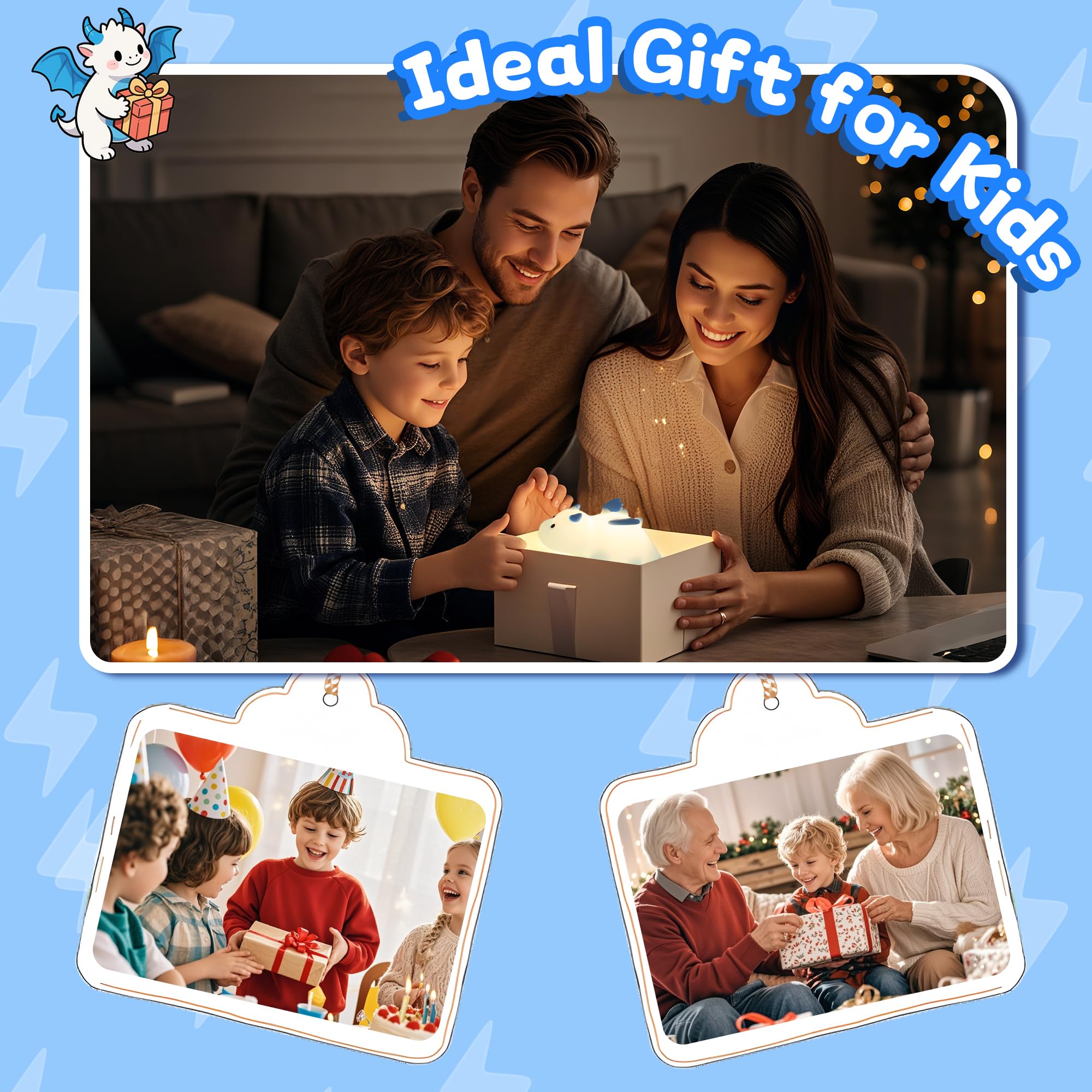 Attivolife Dragon Night Light uses BPA-free soft silicone for safe kids' rooms.