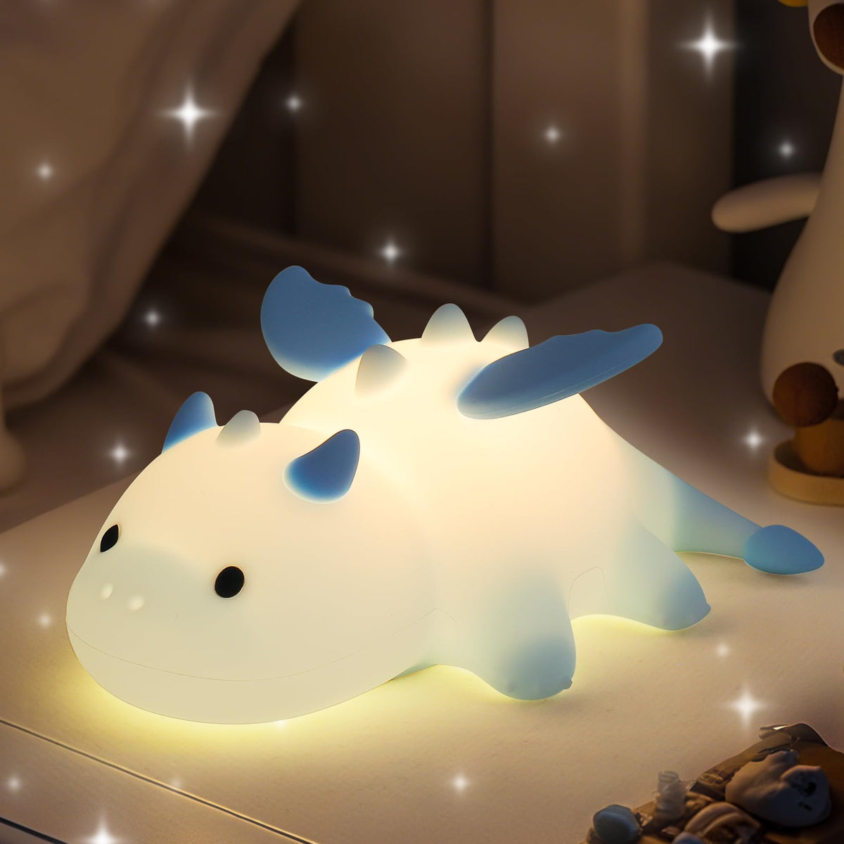 Attivolife Dragon Night Light close-up shows friendly design for kids' bedside mood.