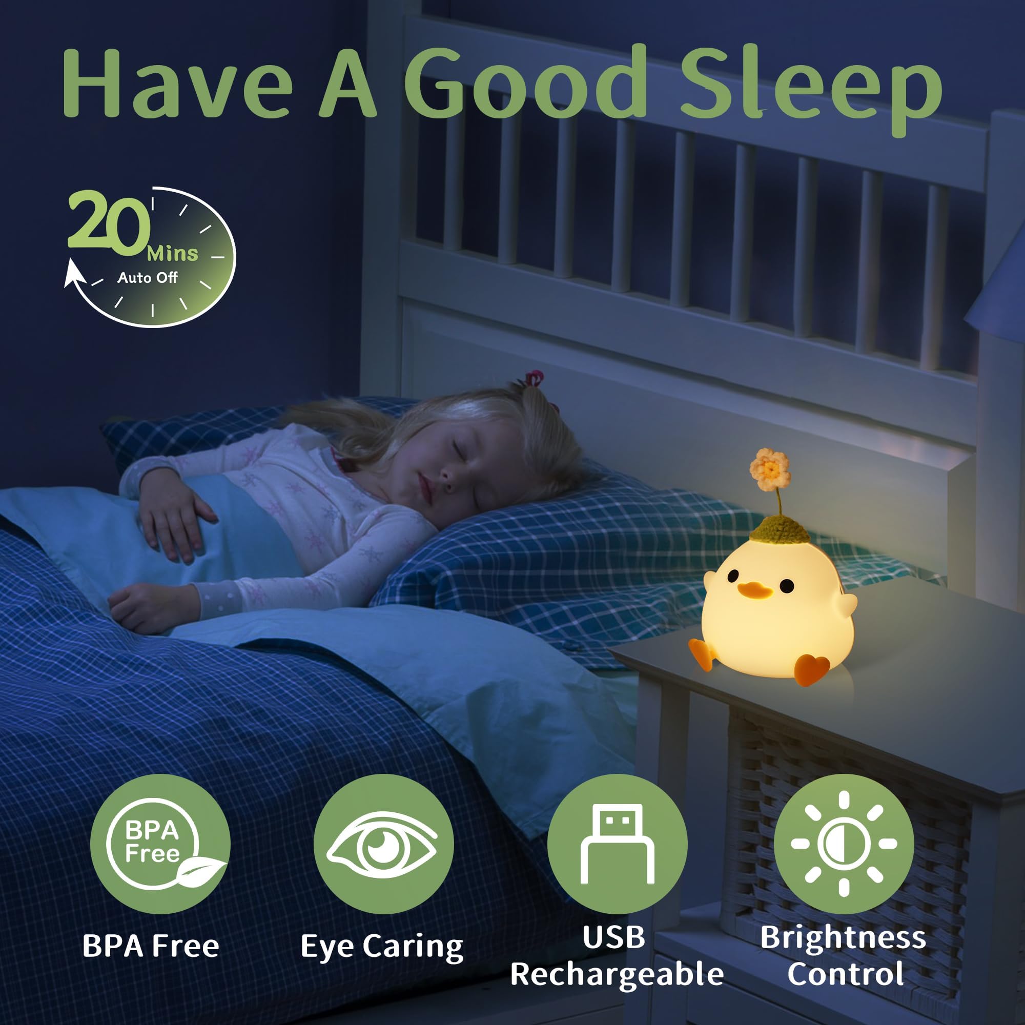 Attivolife duck night light silicone safe materials suitable for kids.
