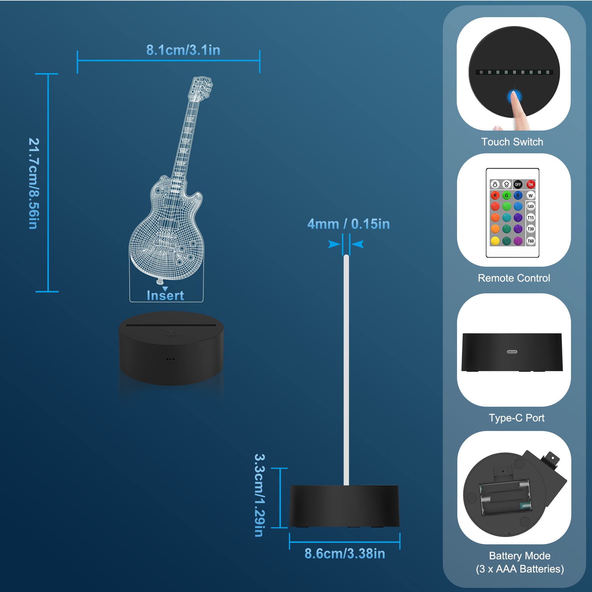 Attivolife guitar lamp multiple flashing modes for playful visuals.