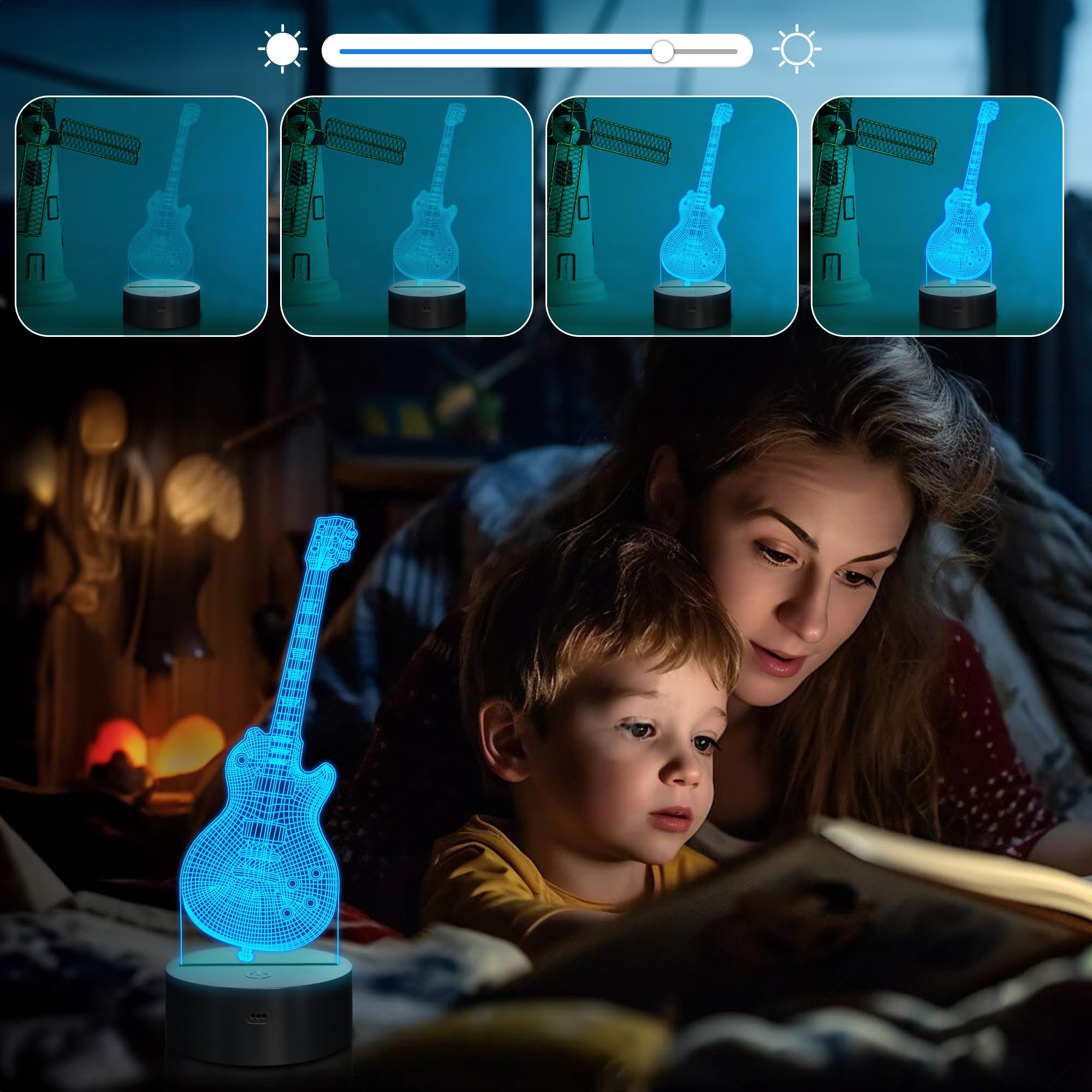 Attivolife guitar lamp remote control highlighting convenient lighting options for cozy evenings.