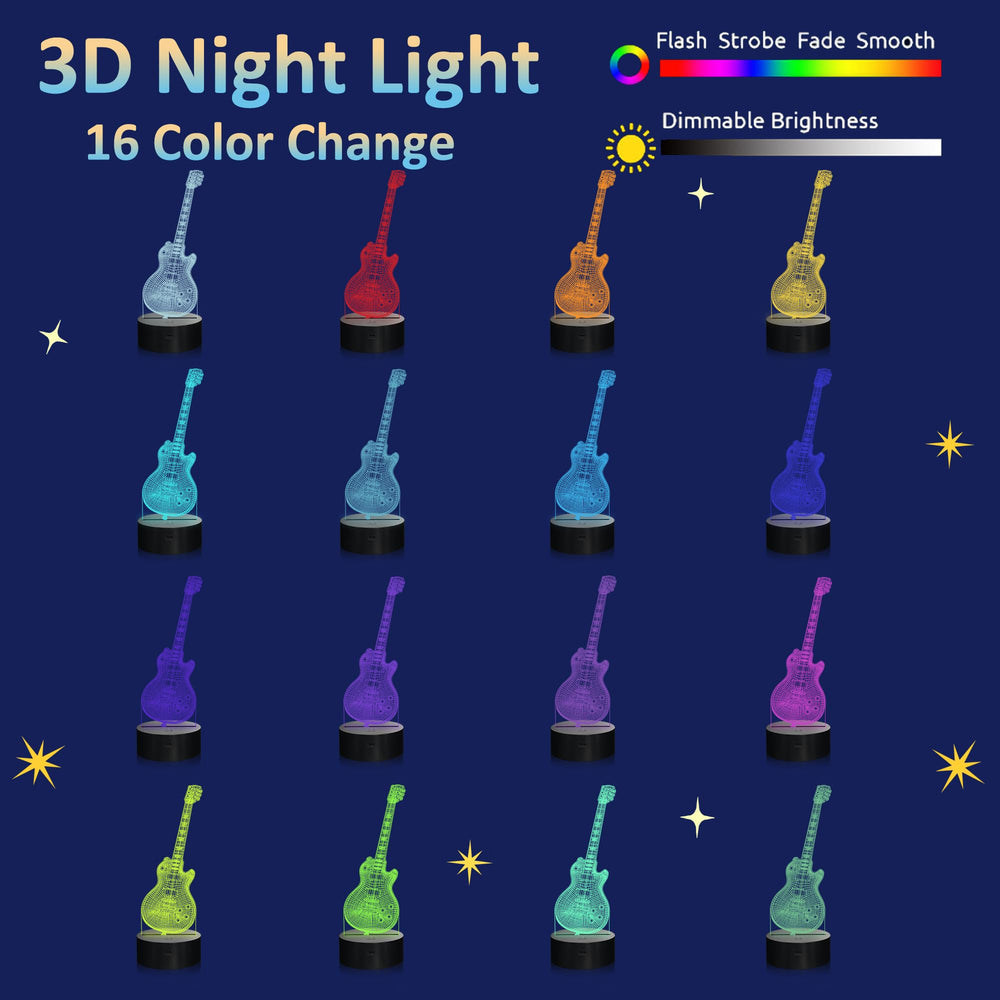 Attivolife guitar lamp timer feature enabling automatic lighting for bedtime rituals.