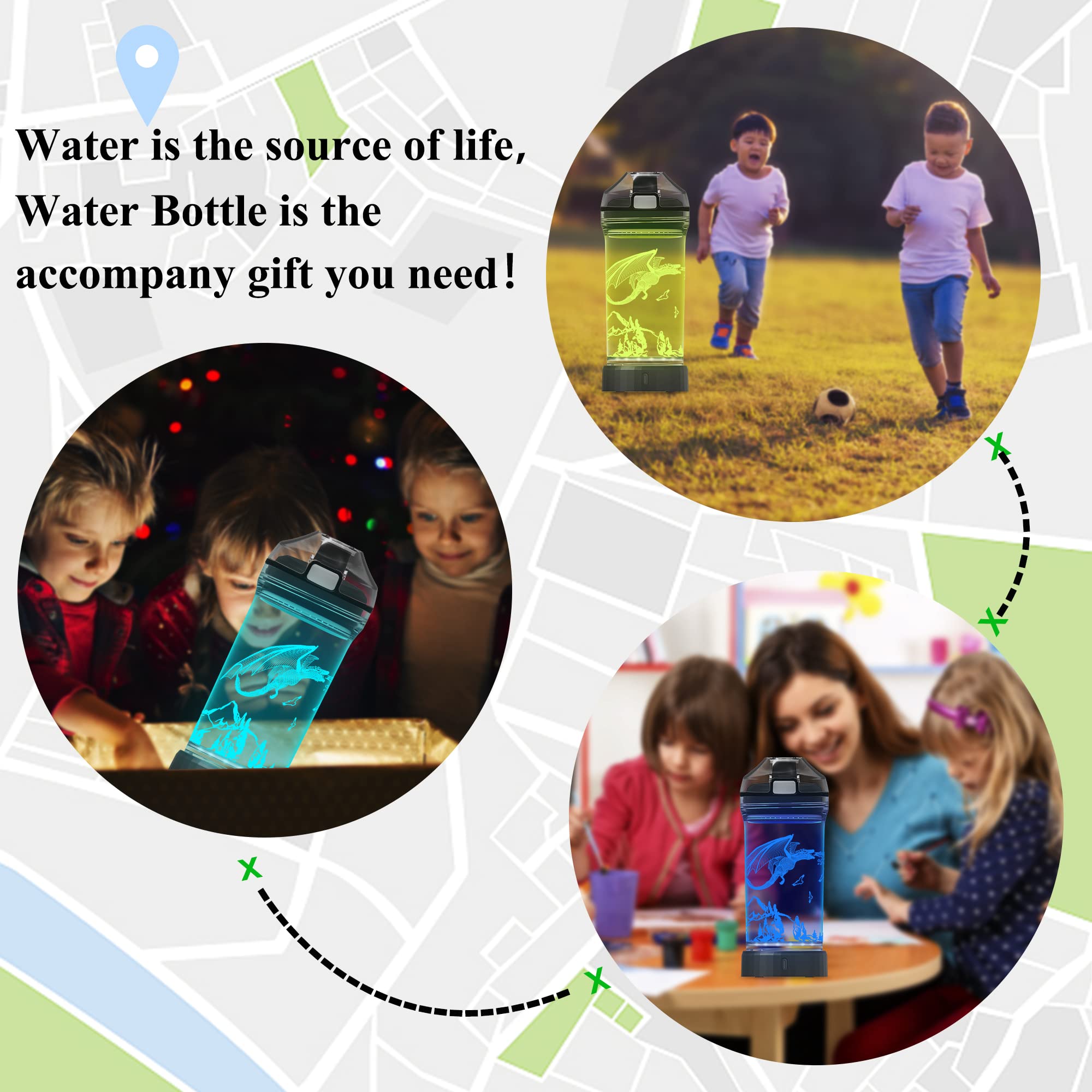 Attivolife Dragon Watter Bottle leak-proof lid with silicone gasket prevents spills