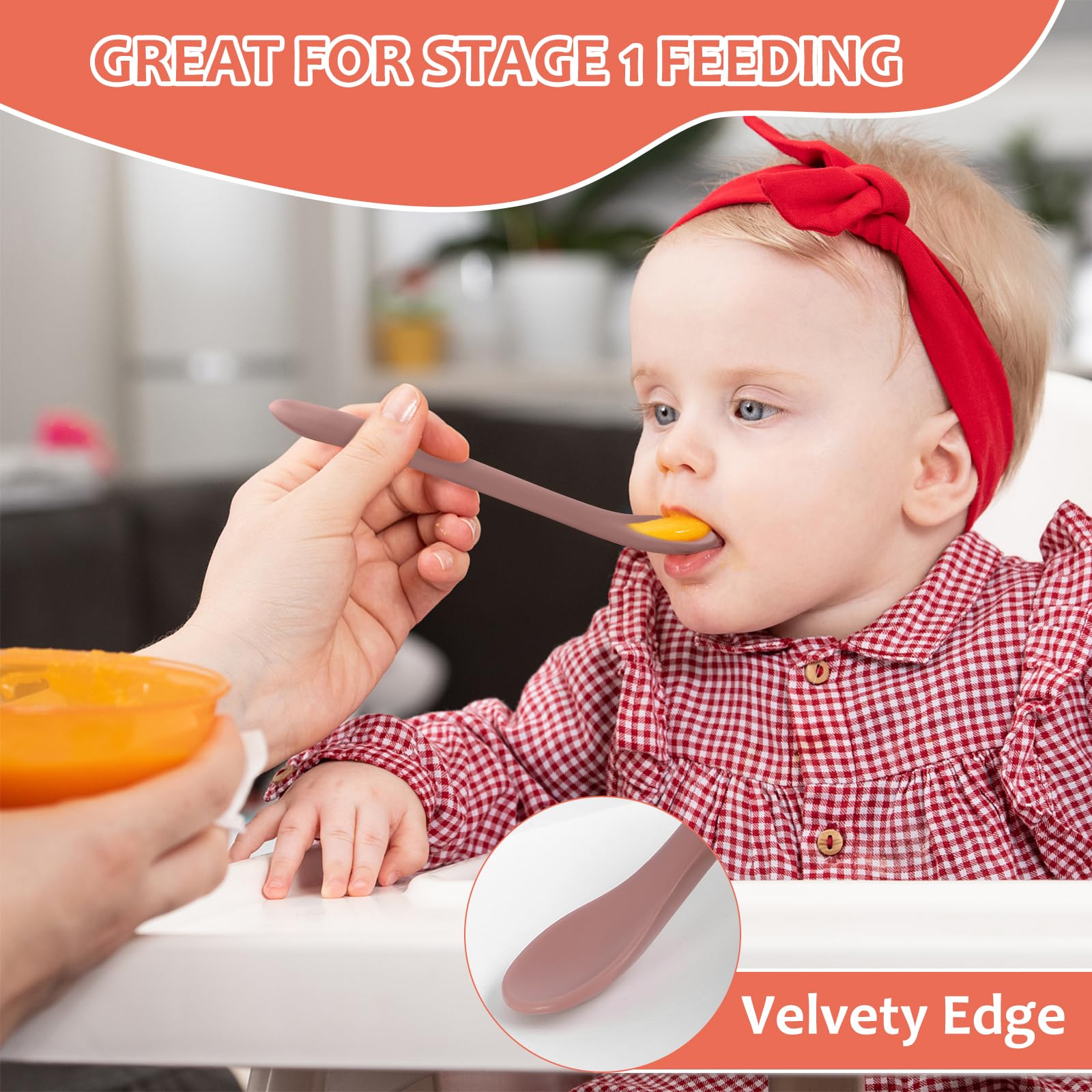 ATUERAY bendable-handle feeding spoons easing parent angles for better grip and less mess.