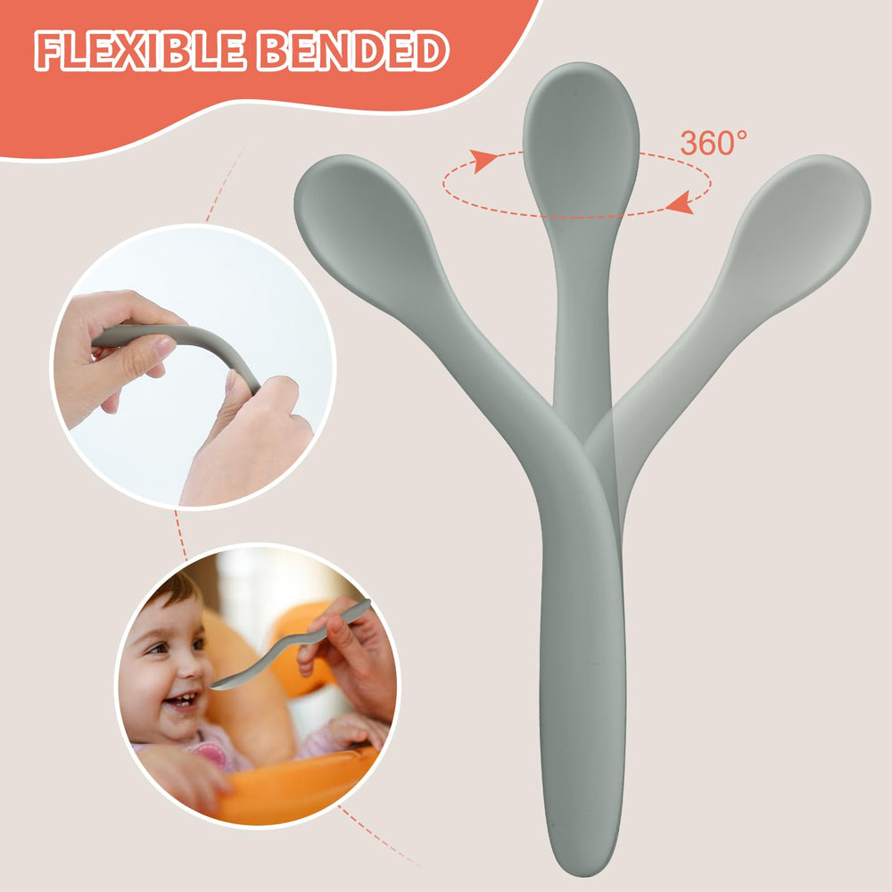 ATUERAY colorful spoons for infant feeding; engaging colors support early self-feeding interest.