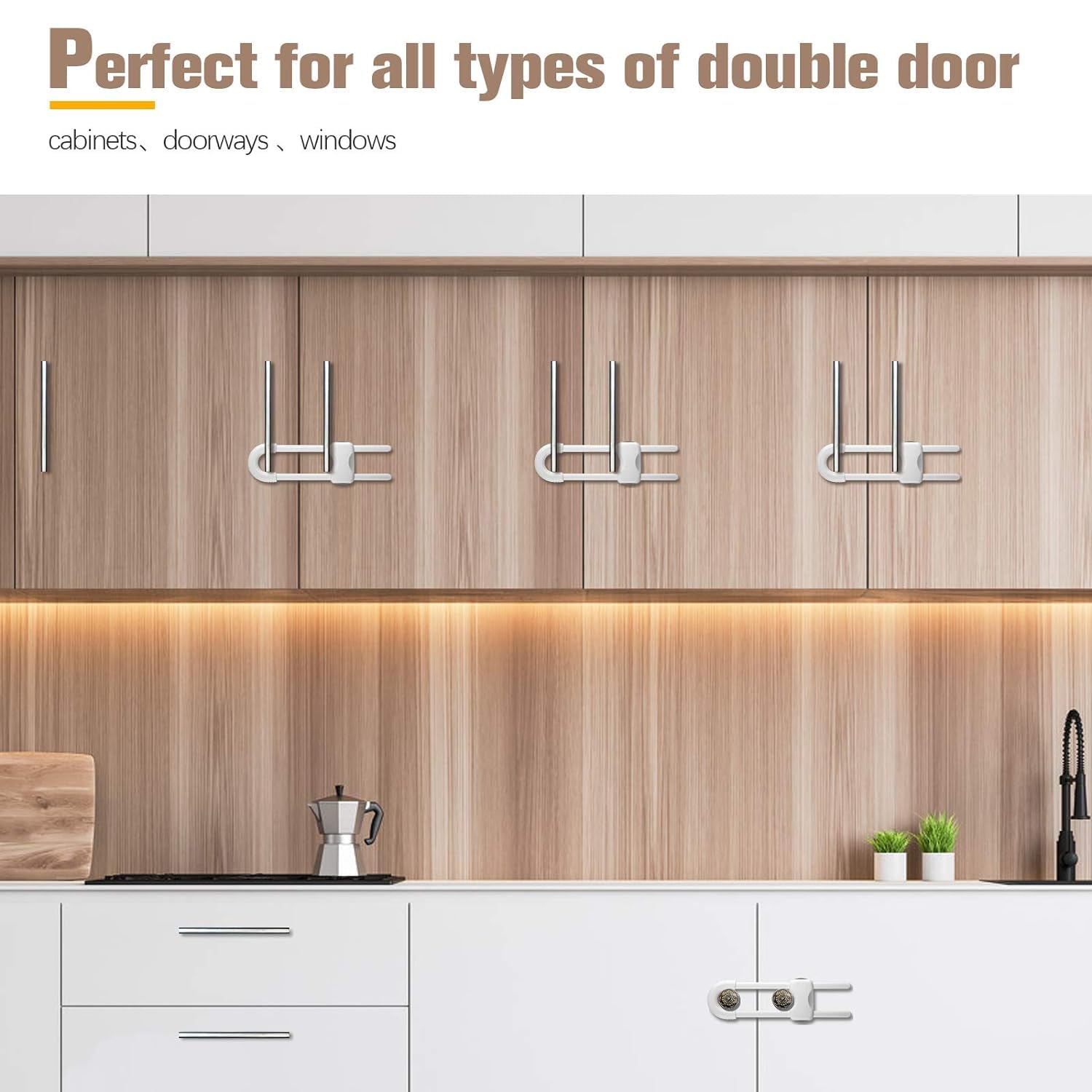 AUAITTECH U-shaped latch adjustable for various cabinet handles.