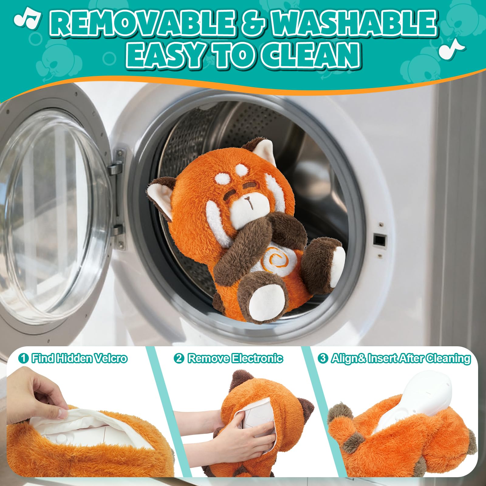 Auby Red Panda breathing motion demonstrates calming rhythm to help settle little ones.