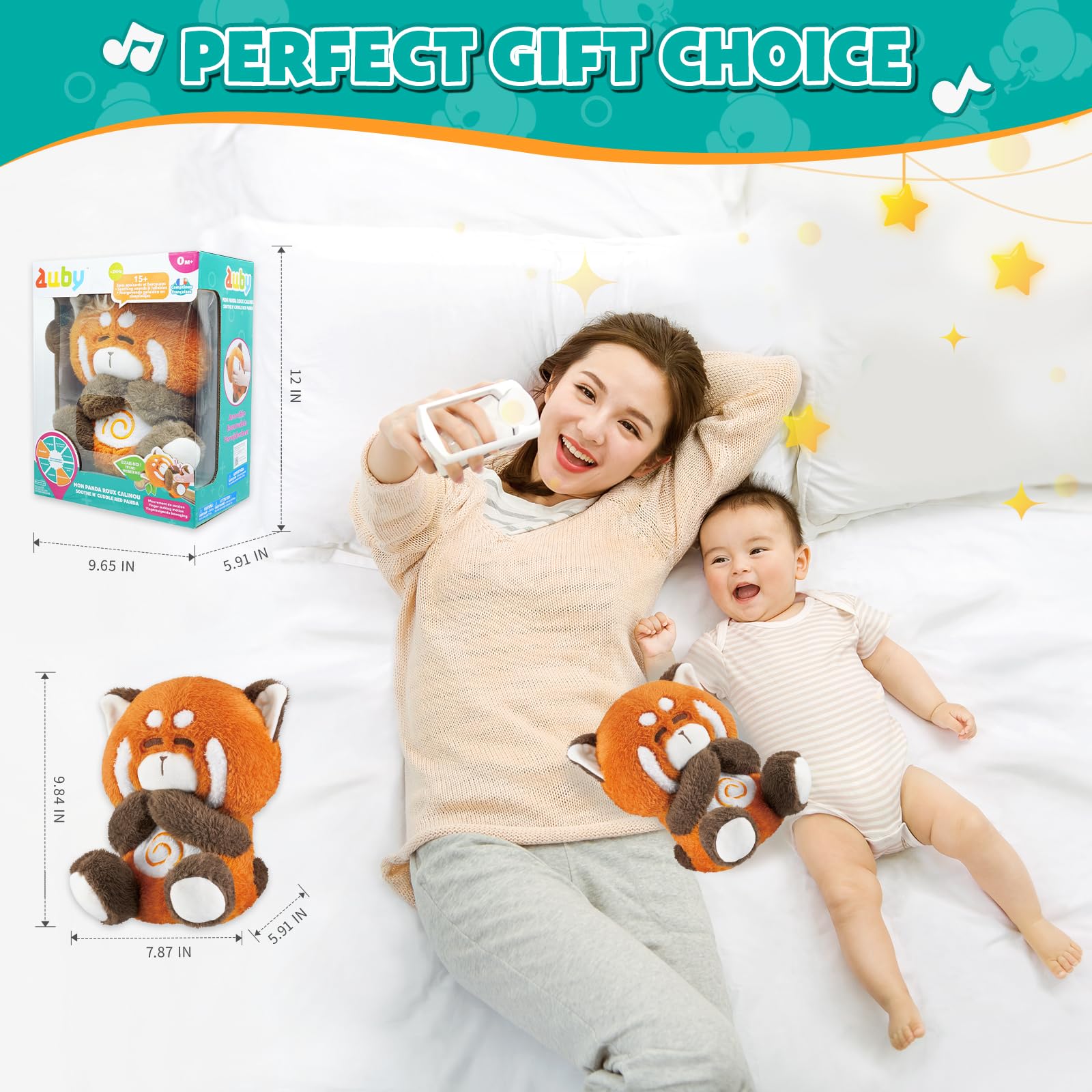 Auby Red Panda washable plush stays fresh for endless snuggles.