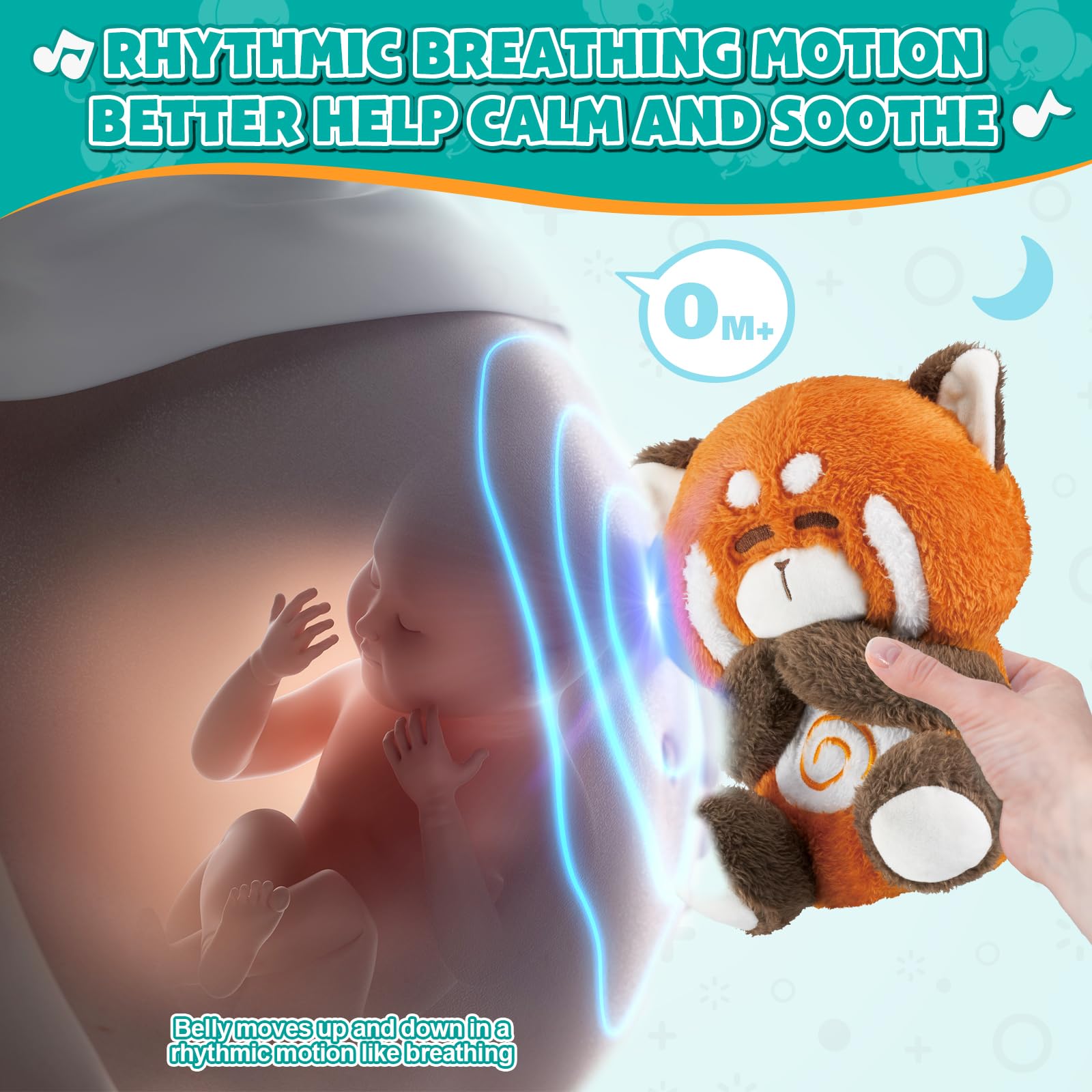 Auby Red Panda white-noise module visible, providing gentle sleep cues for babies.