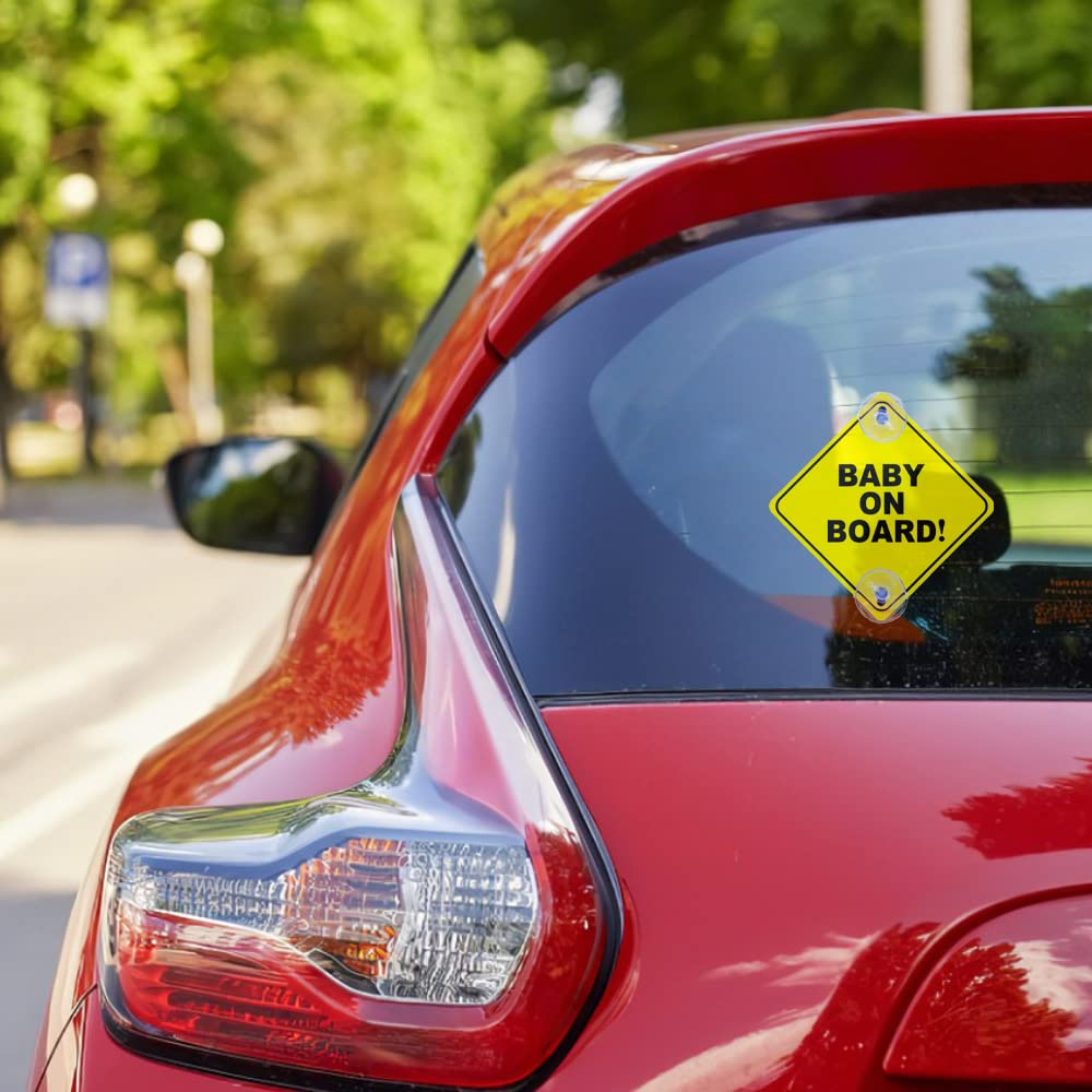 Auconda bright colors baby on board sign improves night visibility.