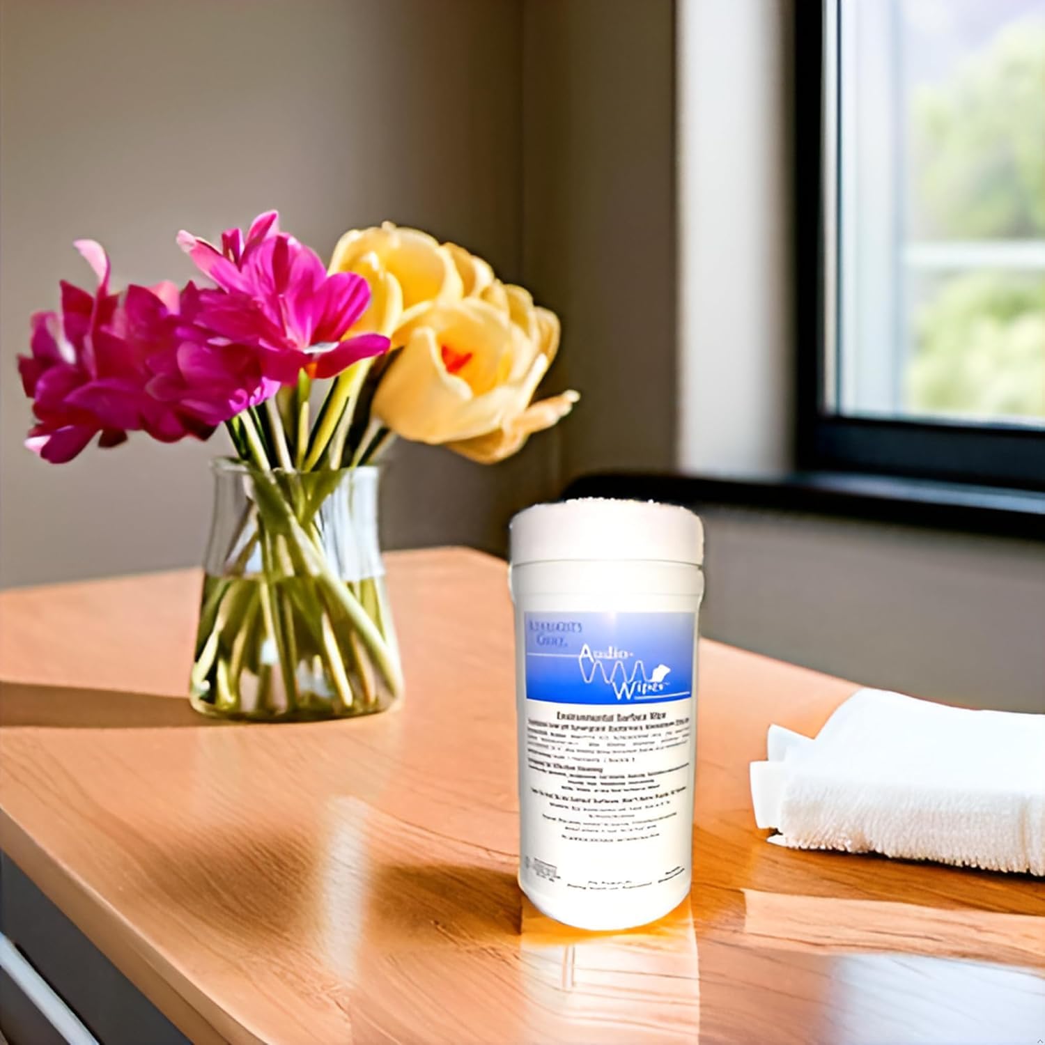 AUDIOLOGIST'S CHOICE Audio-Wipes cleaning a keyboard and mouse for better responsiveness