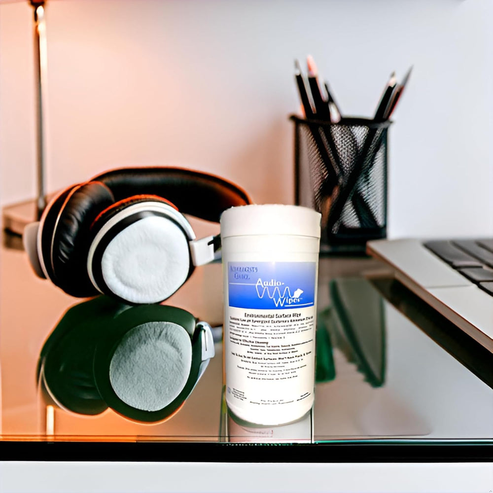 AUDIOLOGIST'S CHOICE Audio-Wipes on a screen for streak-free viewing