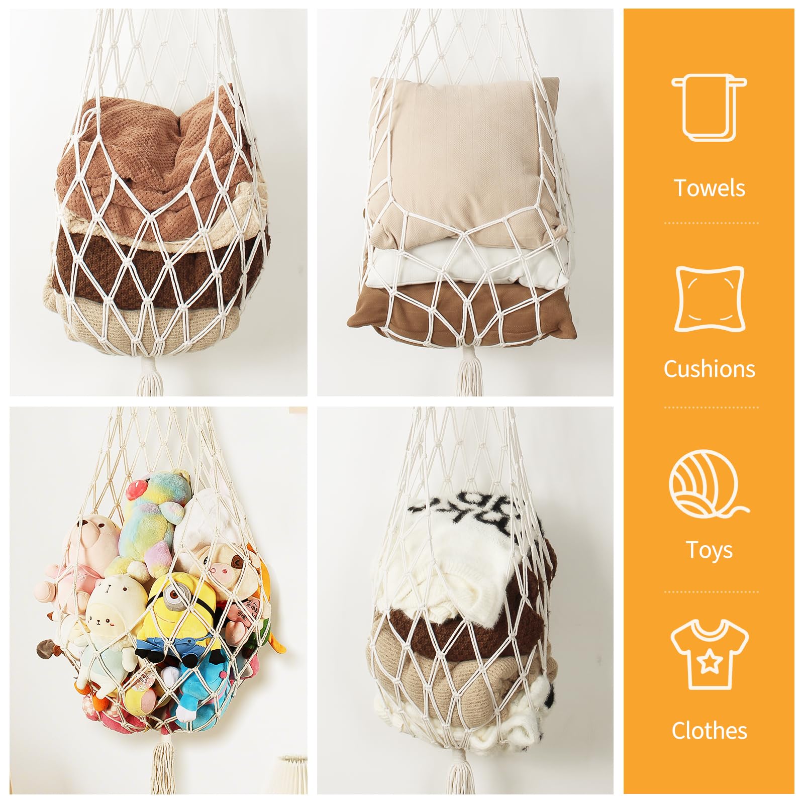 Aufee 5 ft high toy organizer holds teddy bears and other soft items.