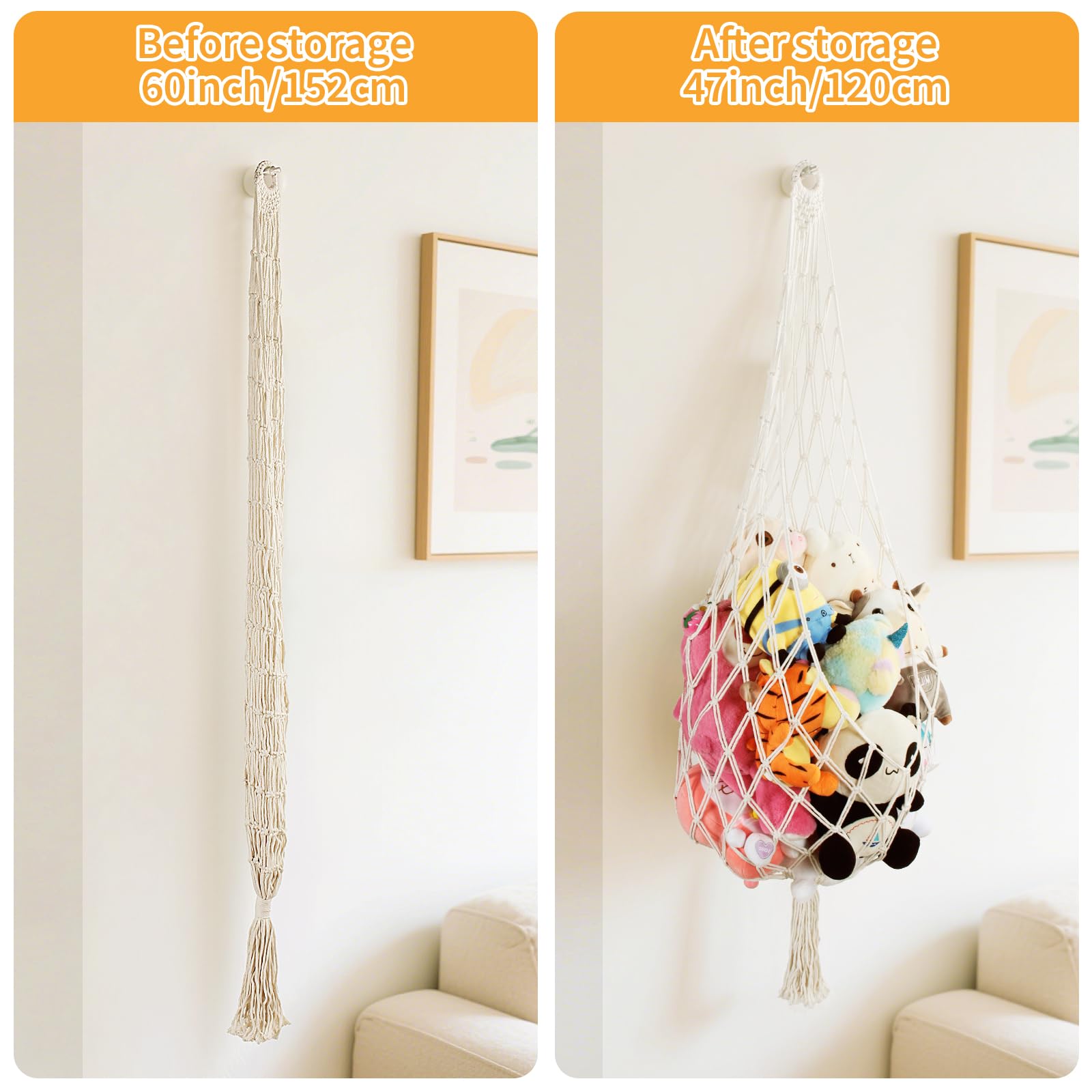 Aufee macrame plushie net with eco-friendly cotton rope ensures durability and lasting shape.