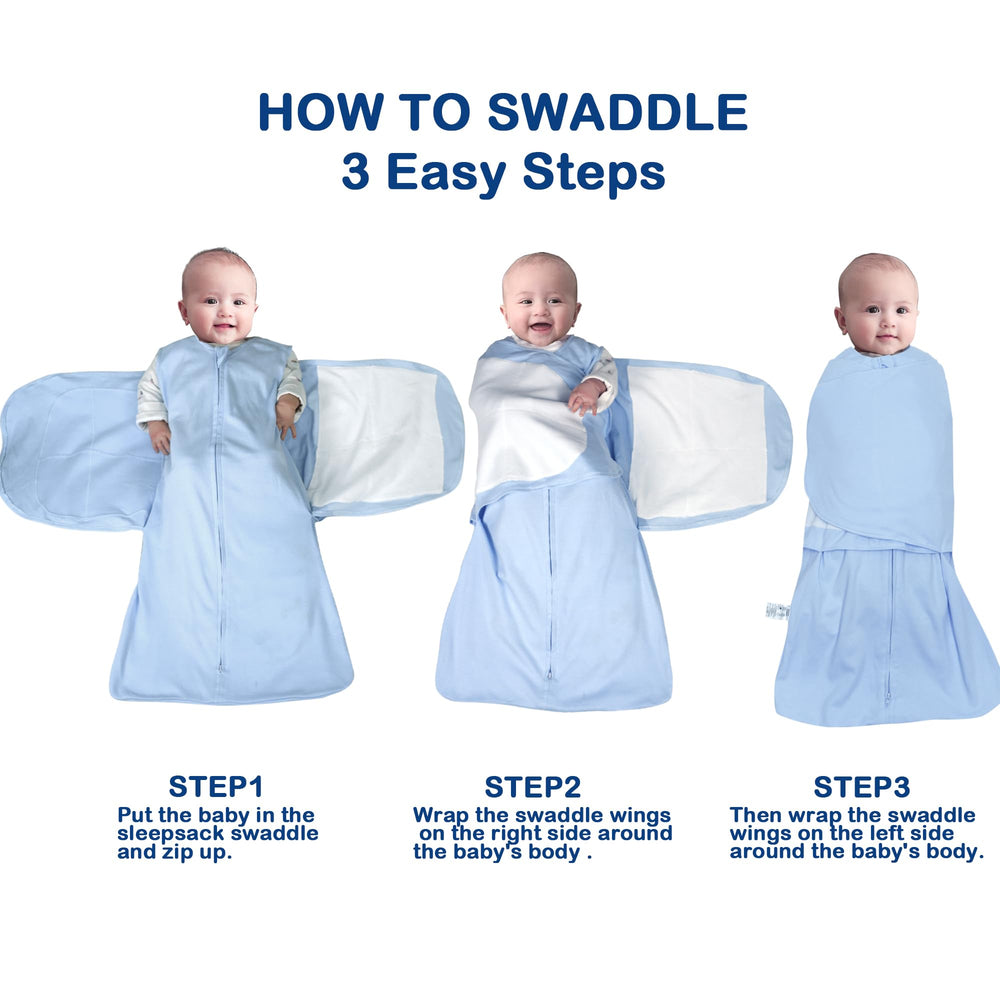 AugTwig 3-way adjustable swaddle close-up highlights arms-in option for customizable sleep.