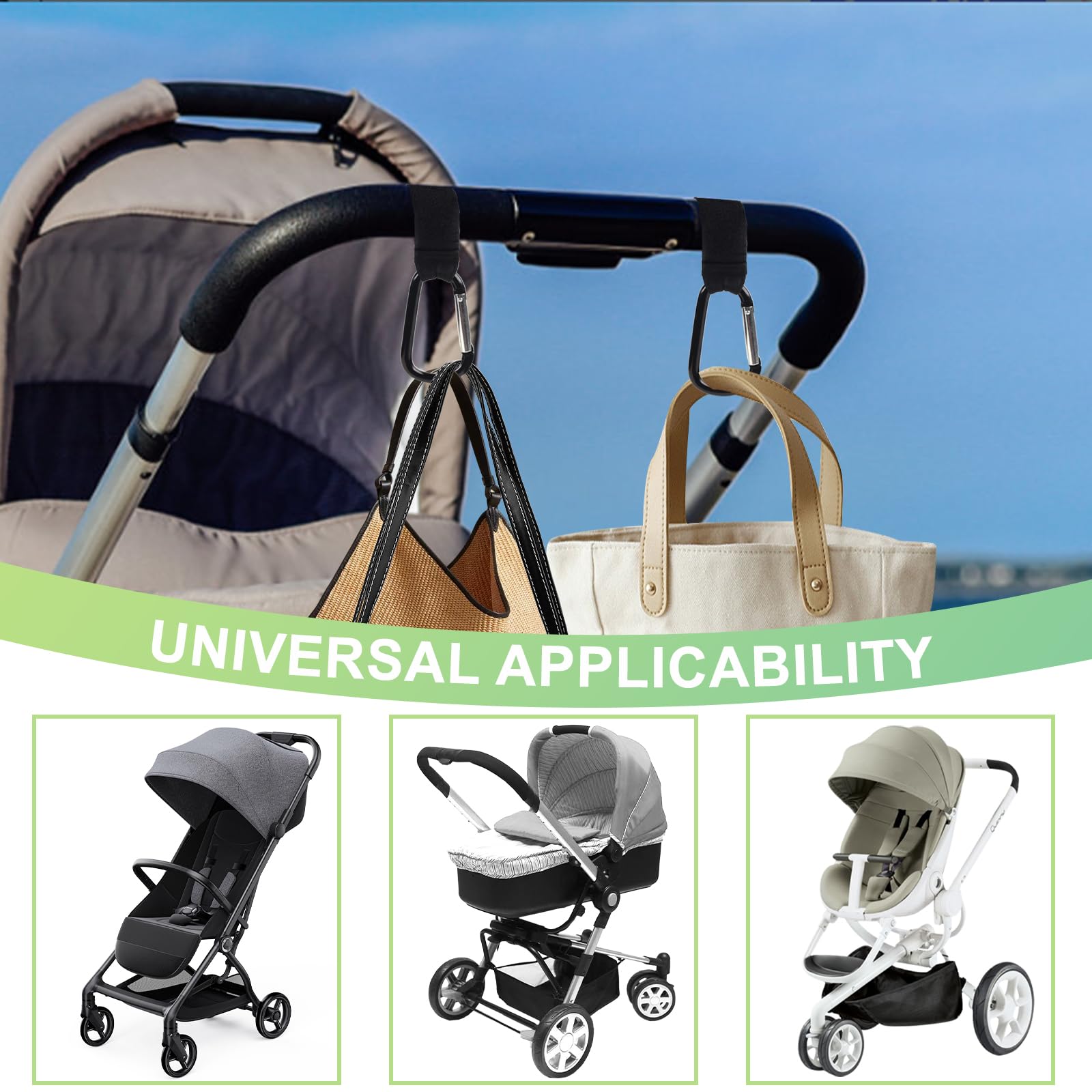 Augwontior easy-clean stroller hooks keep surfaces tidy after outings.
