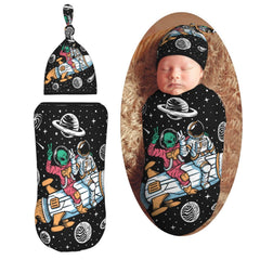 AuHomea cute astronaut-alien swaddle bag showcases safe, snug newborn wrap.