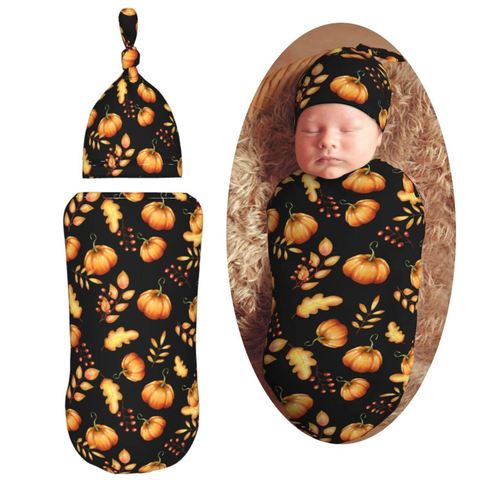 AuHomea swaddle bag in yellow leaves design offers cozy newborn comfort.