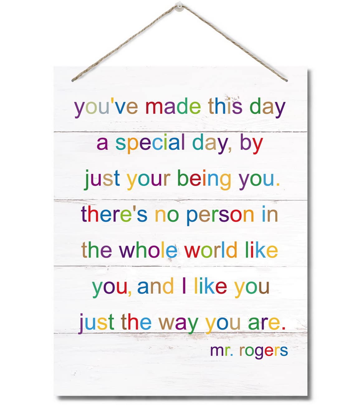 AUII JO DESIGN Mr. Rogers sign front view showcases cozy wall art